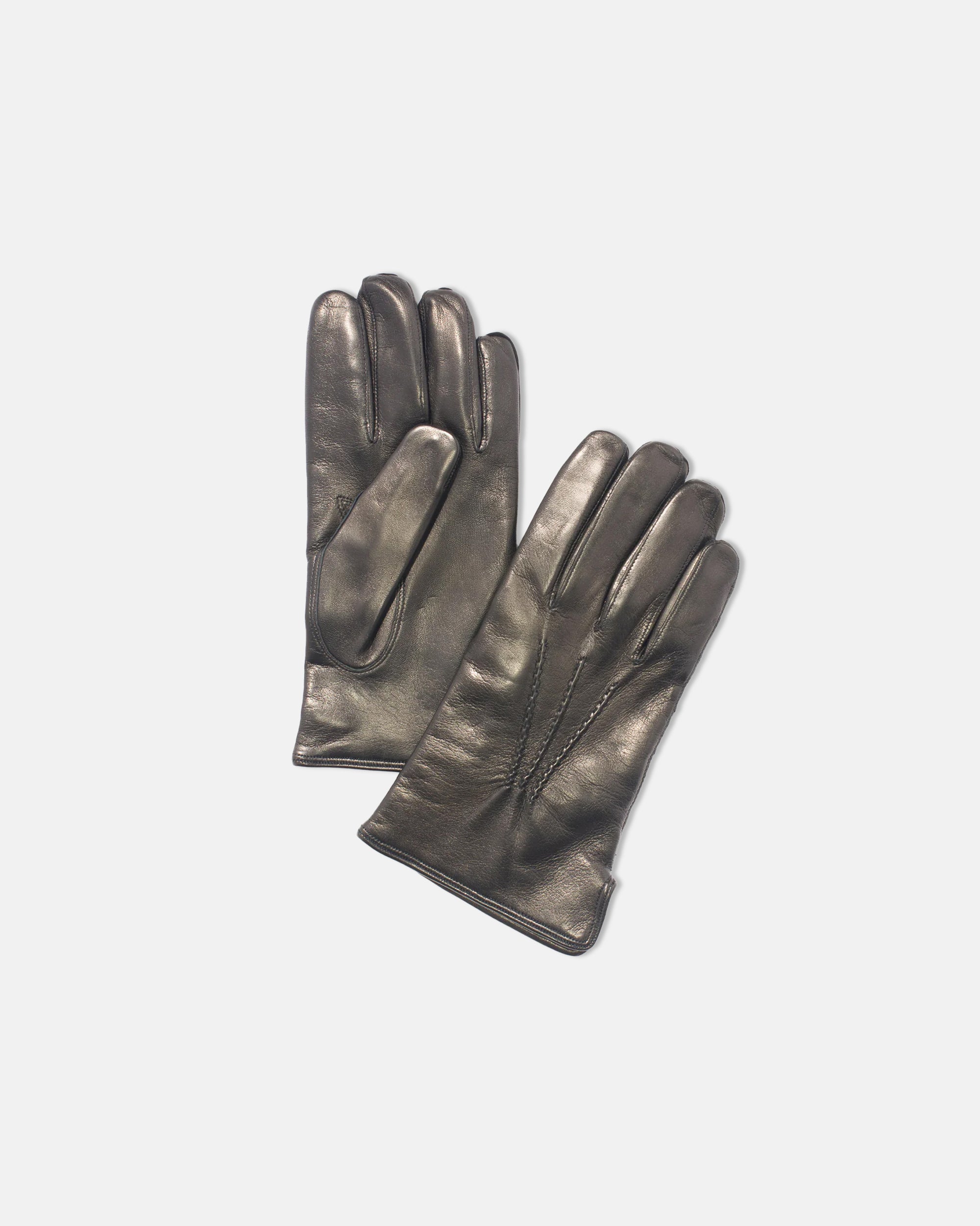 Made-in-Italy Cashmere-Lined Black Nappa Leather Gloves