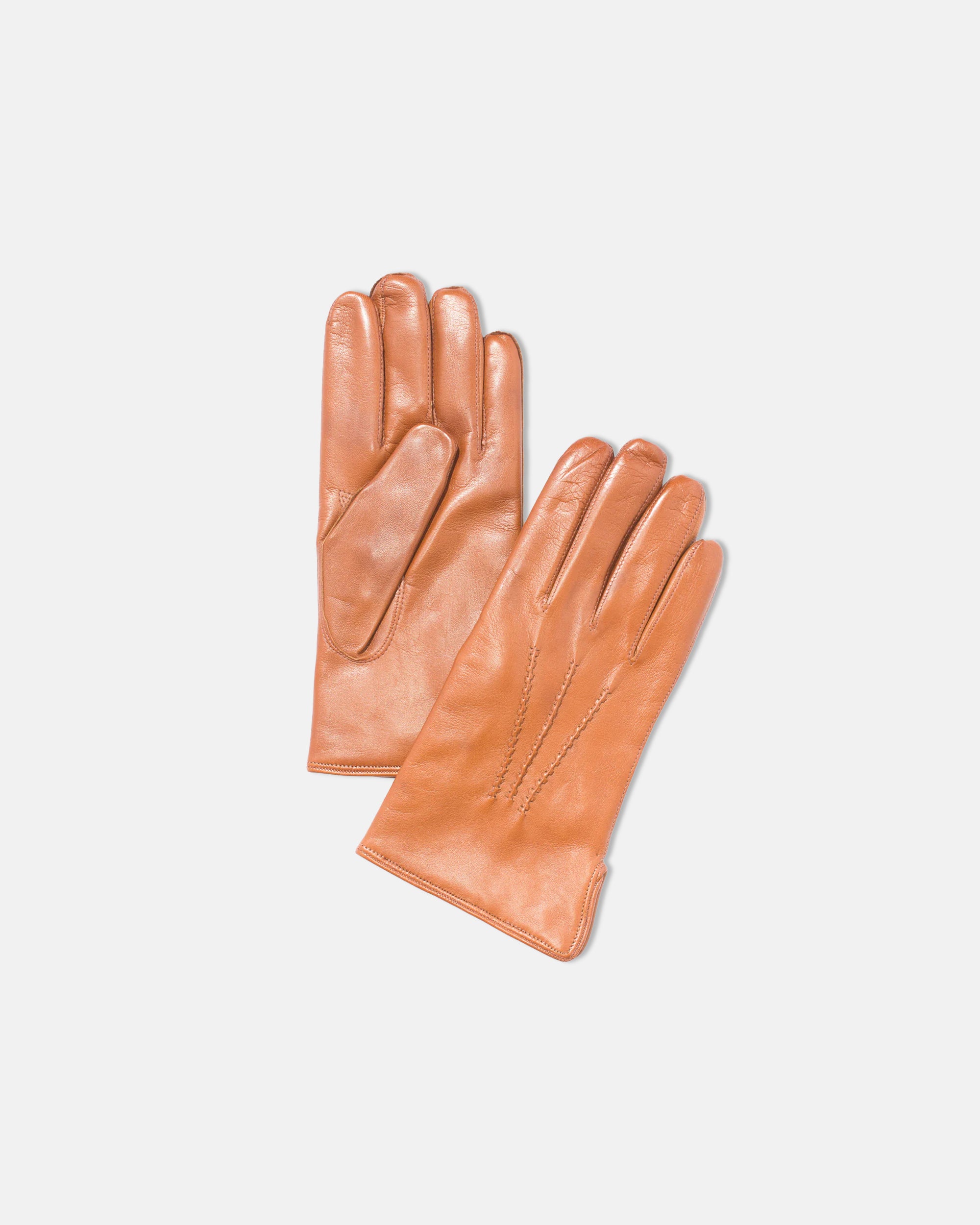 Made-in-Italy Cashmere-Lined Cognac Nappa Leather Gloves
