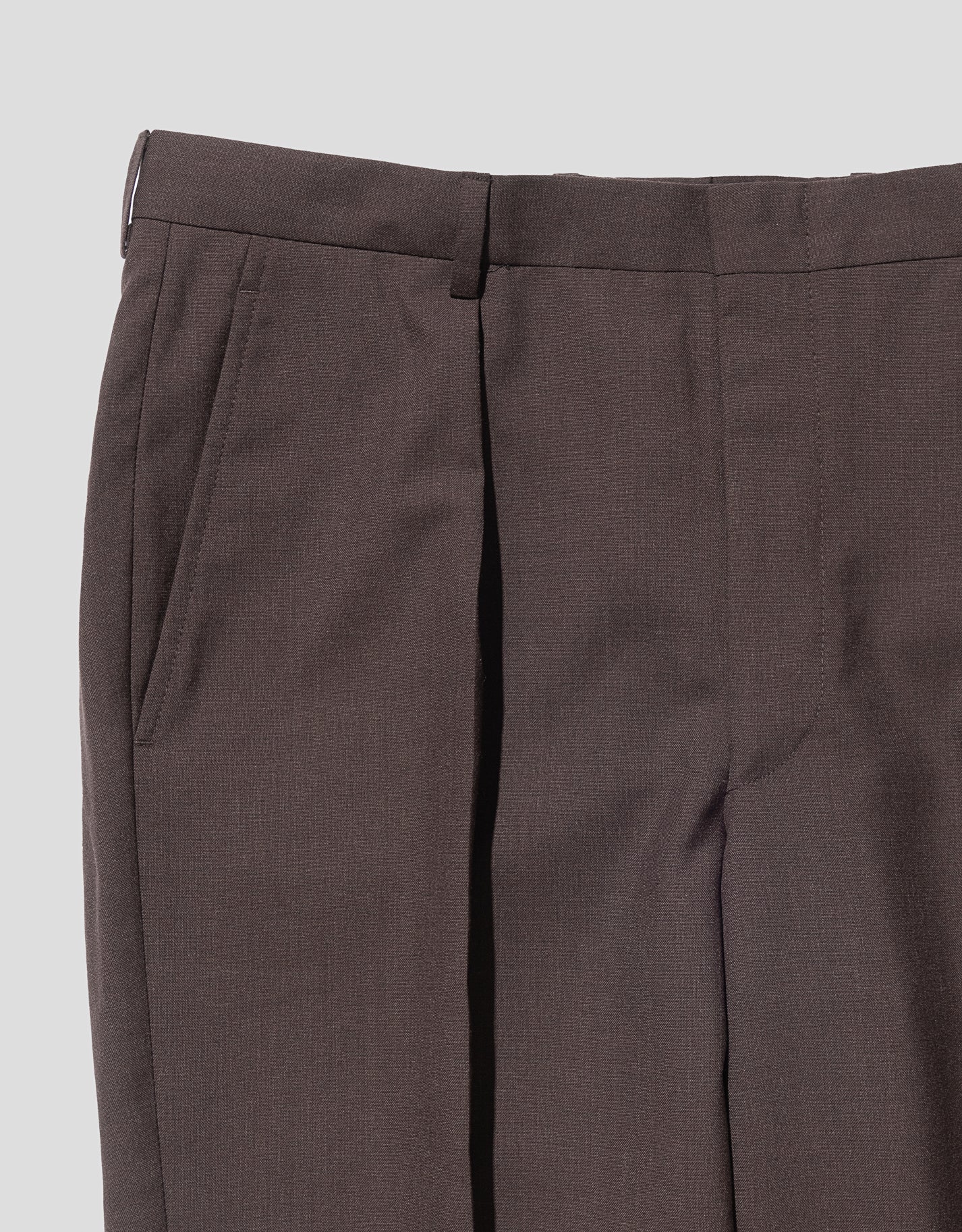 Made-in-USA Dark Brown Single Pleat Wool Trousers