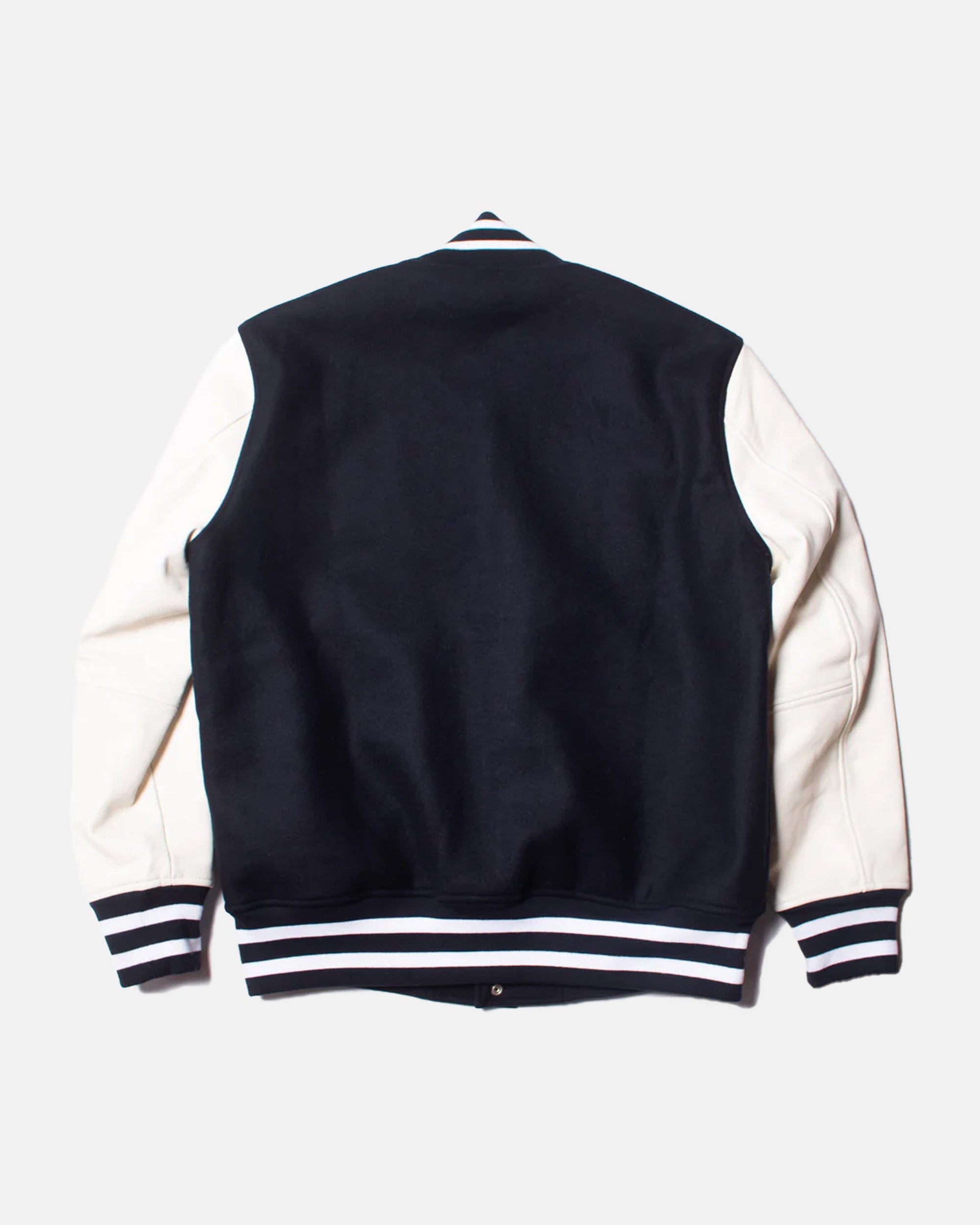 Navy Wool Varsity Jacket - Trim Fit