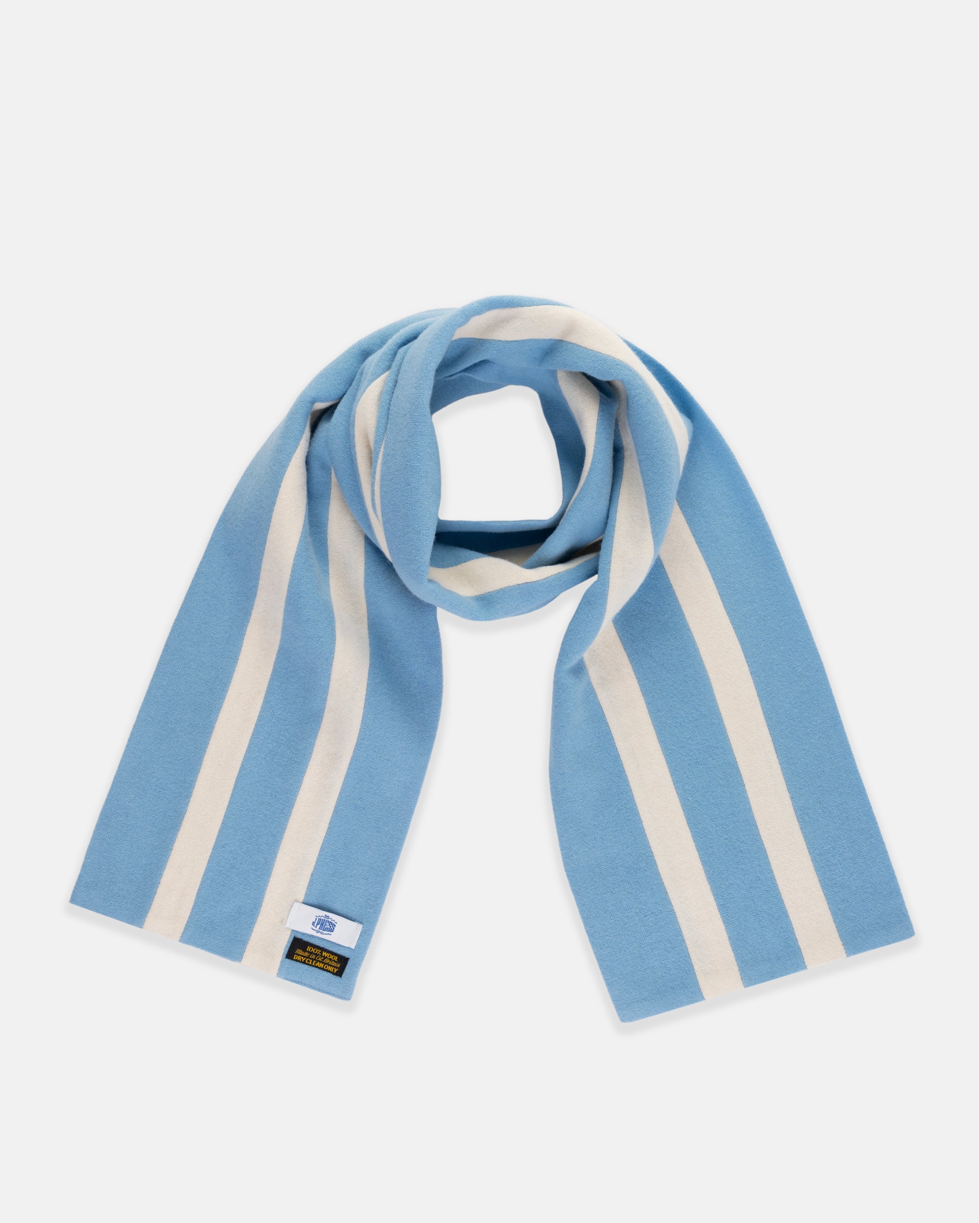 Made-in-England Light Blue & White Wool Schoolboy Muffler