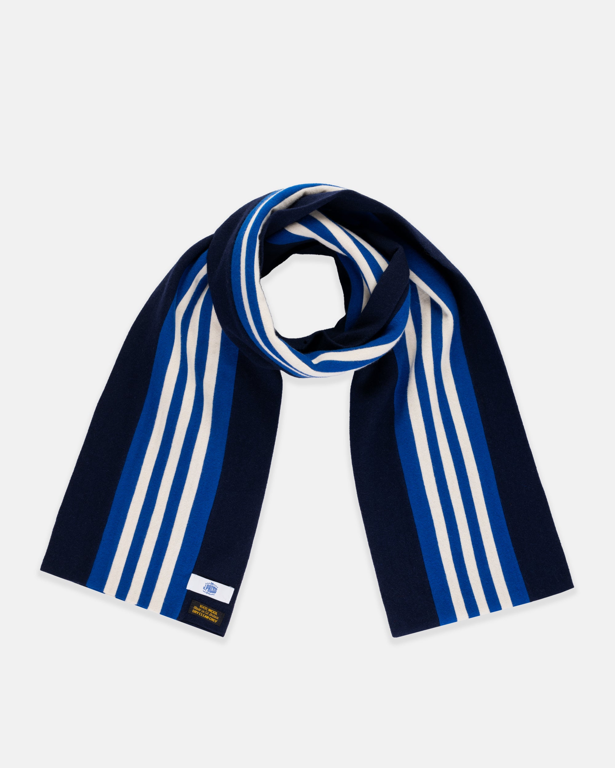 Made-in-England J. Press Navy & Royal Wool Schoolboy Muffler