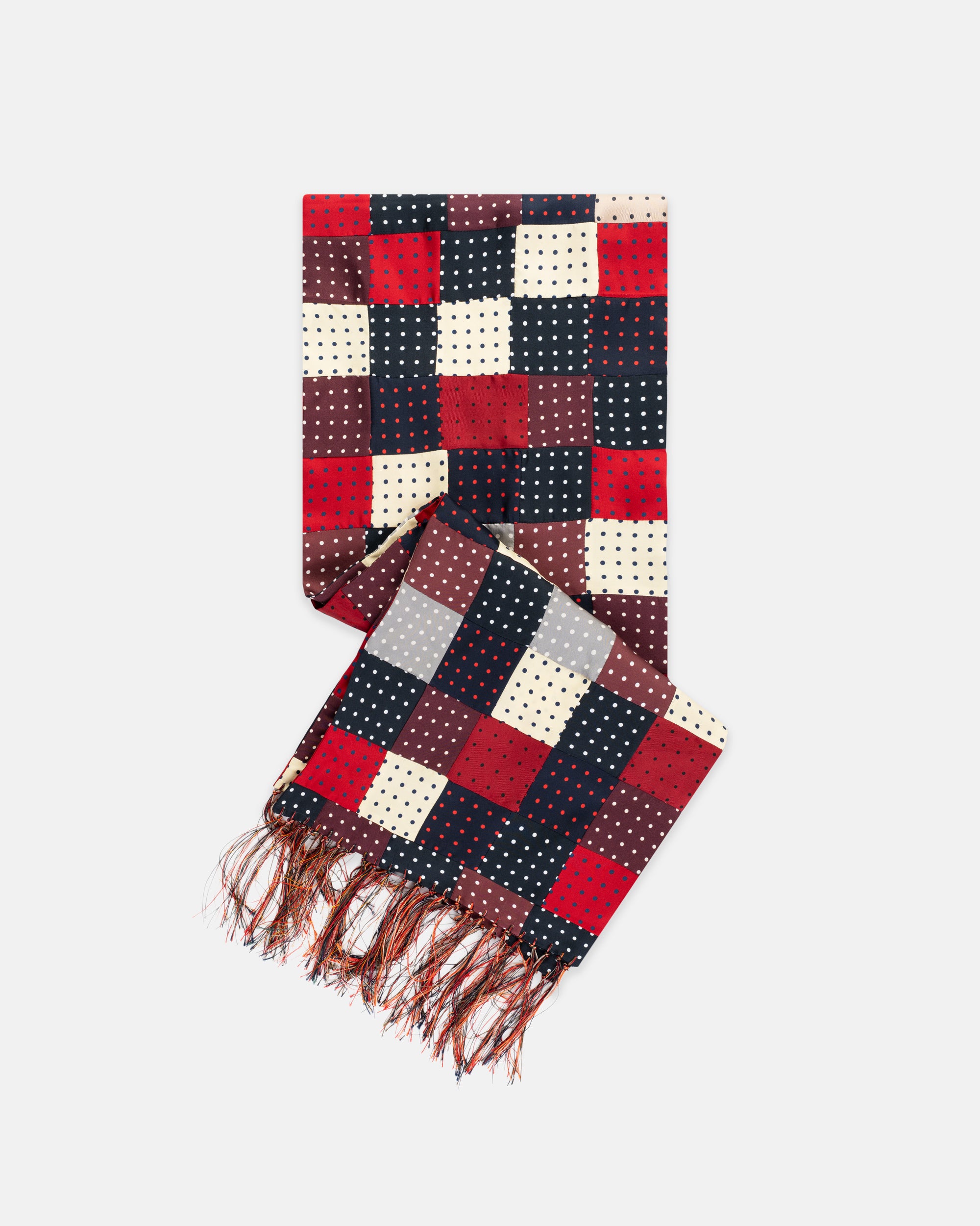 Made-in-USA Patchwork Polka Dot Silk Scarf