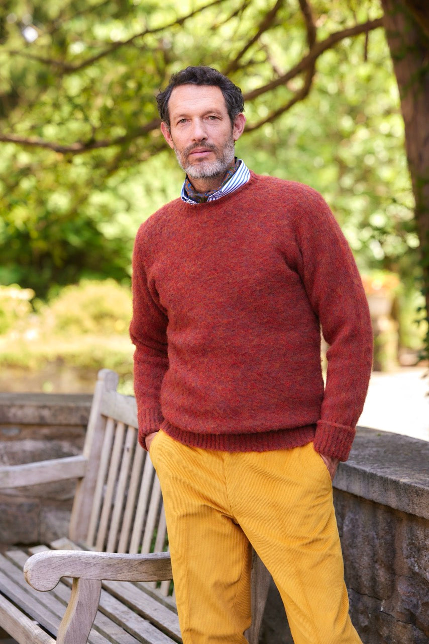 Made-in-Scotland Dark Orange Shaggy Dog Sweater - Classic Fit