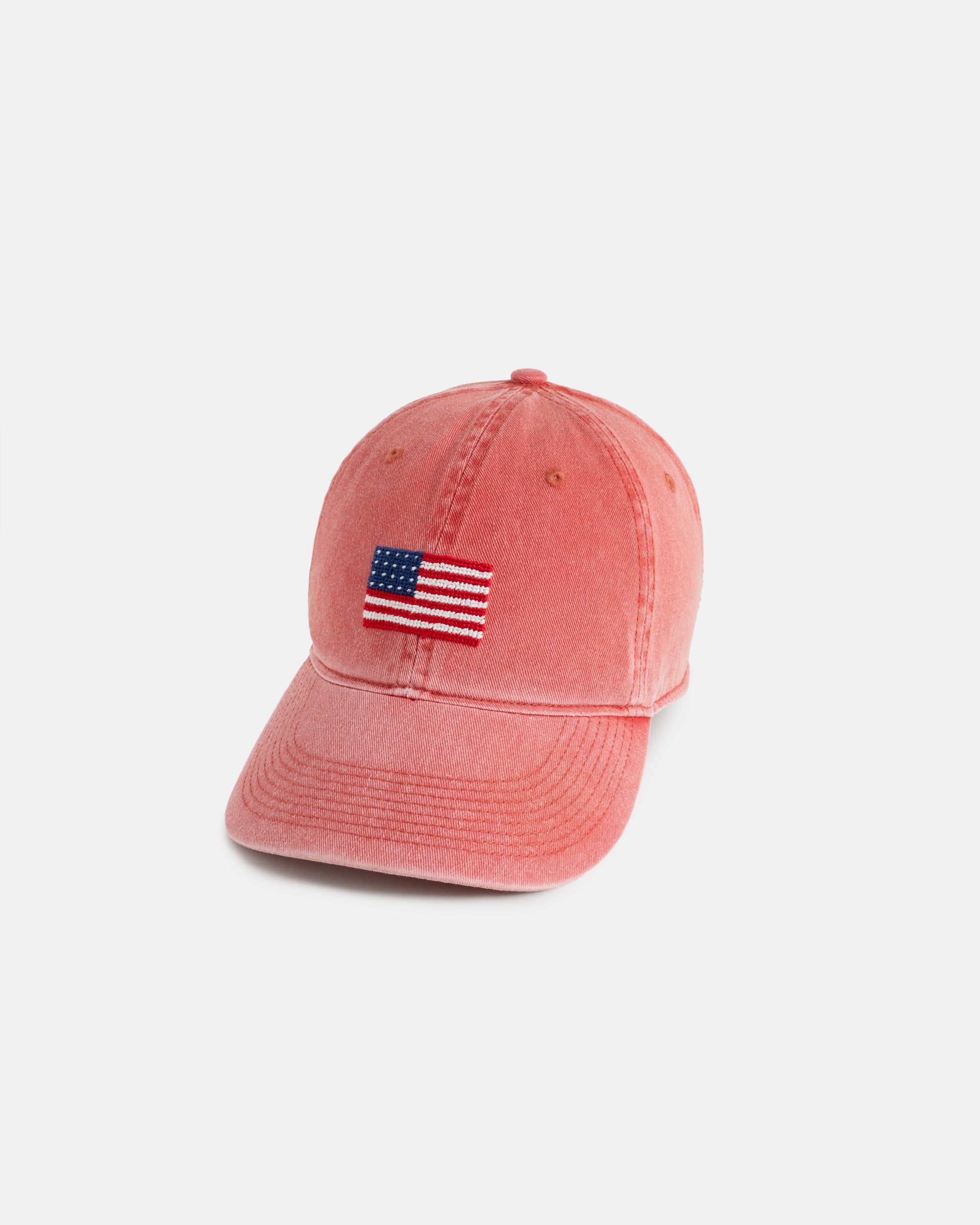 US Flag Breton Red Needlepoint Hat