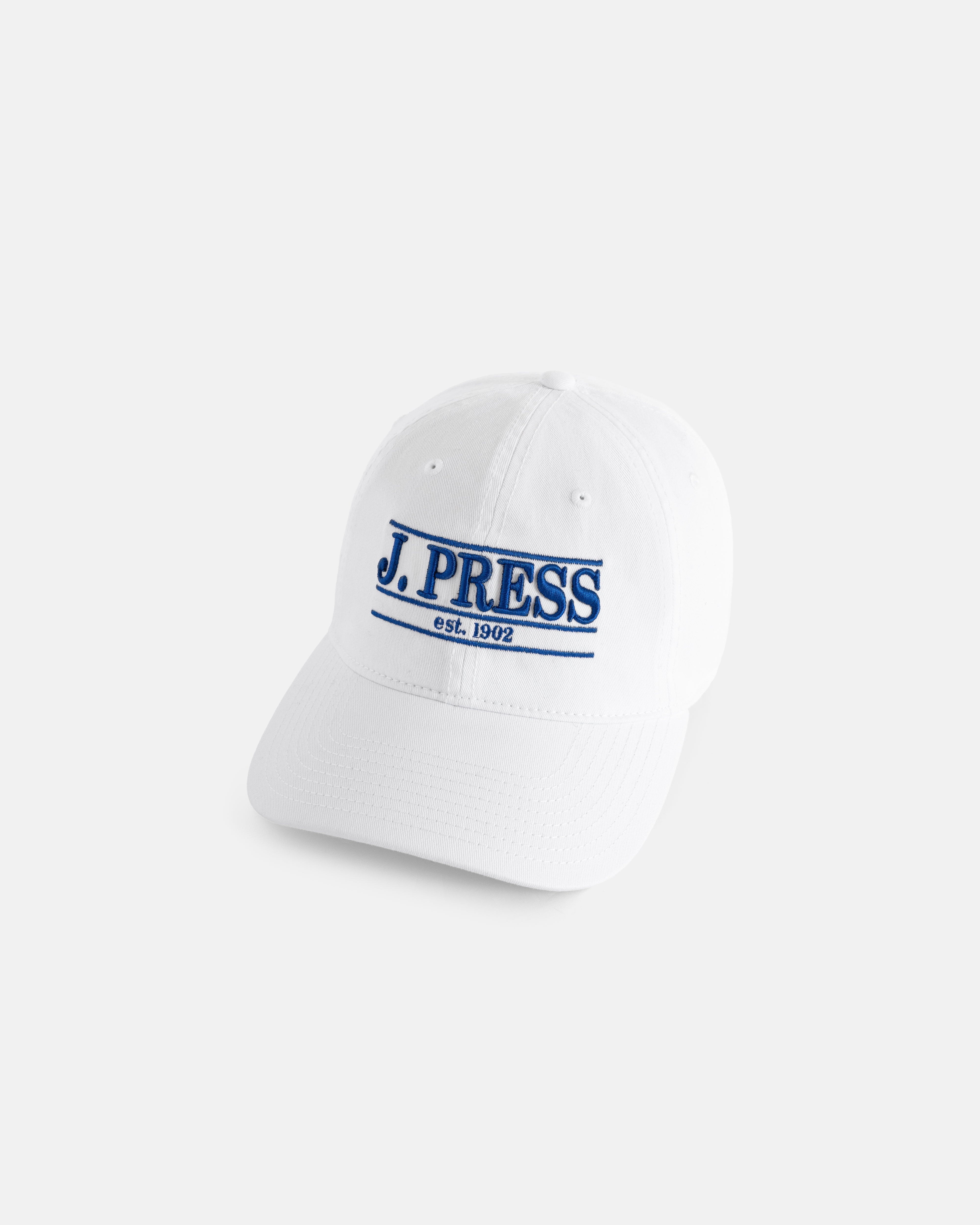J. PRESS White Three-Bar Dad Hat