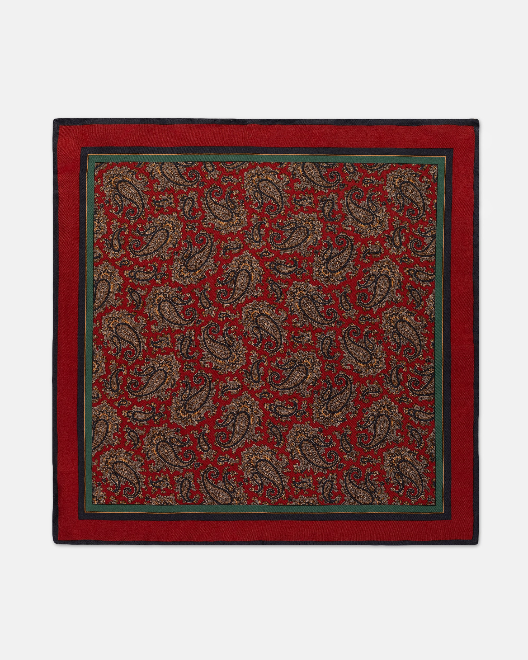 Made-in-USA Burgundy Paisley Silk Pocket Square