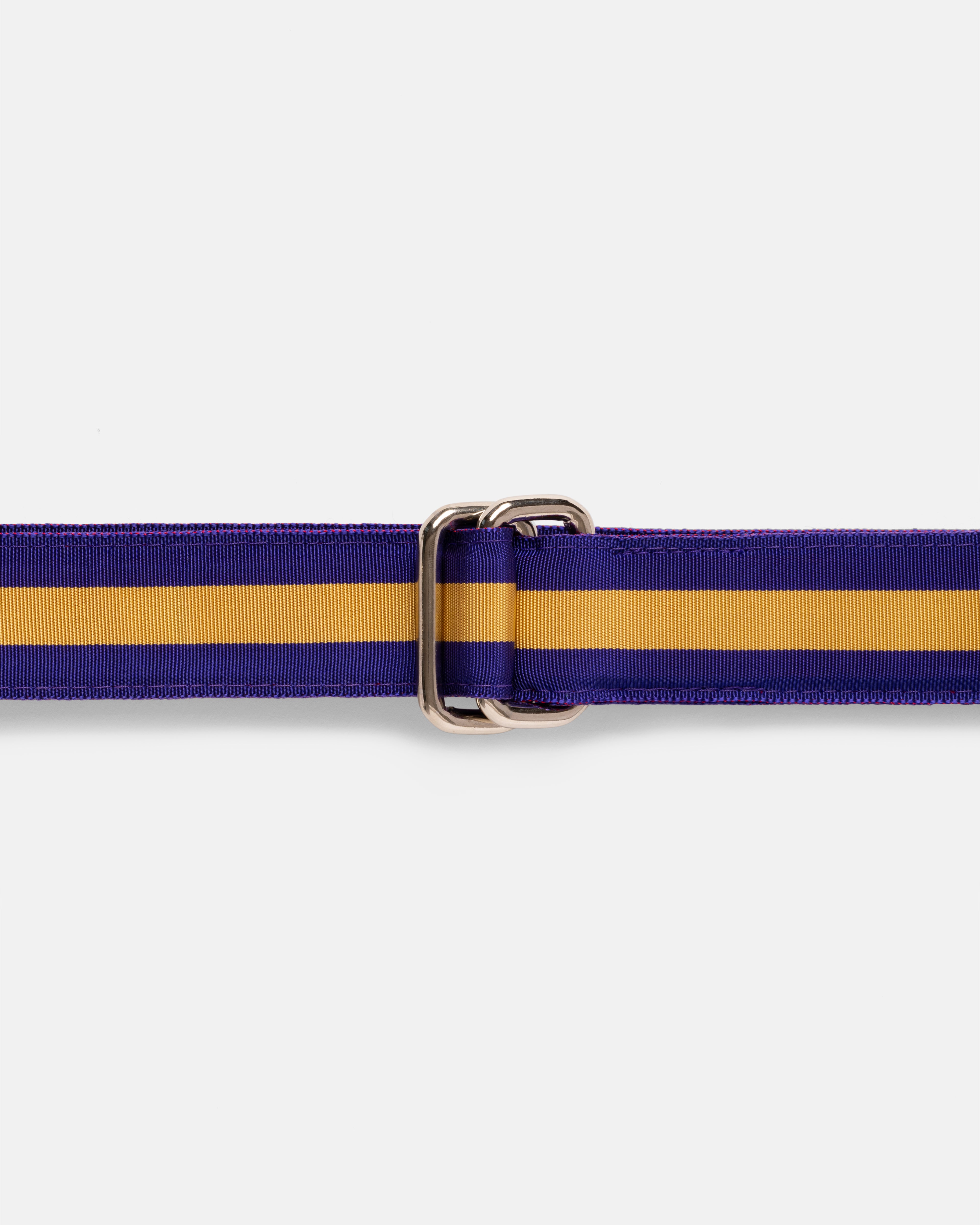 Made-in-USA Purple & Gold Striped Grosgrain Ribbon Belt