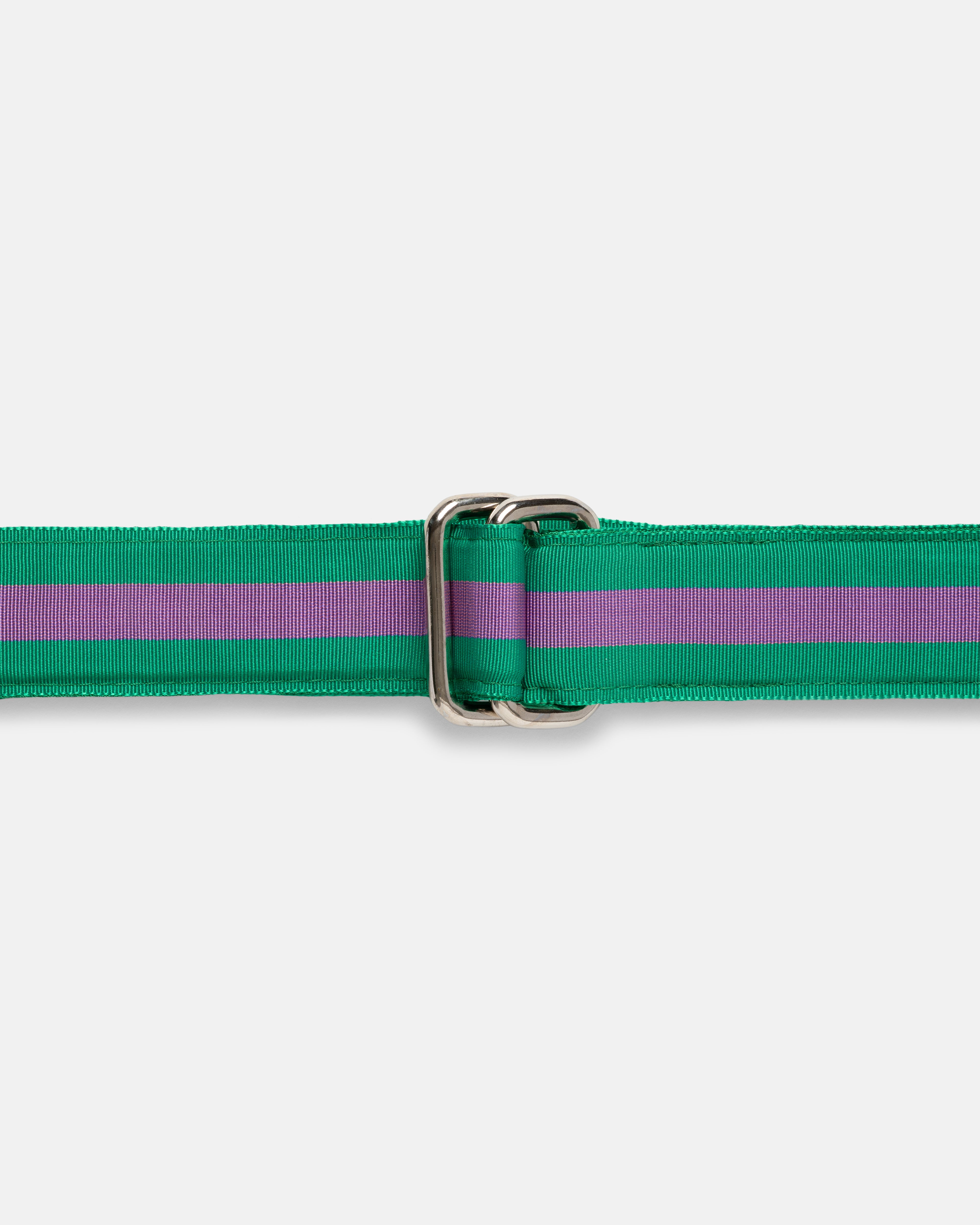 Made-in-USA Green & Purple Striped Grosgrain Ribbon Belt