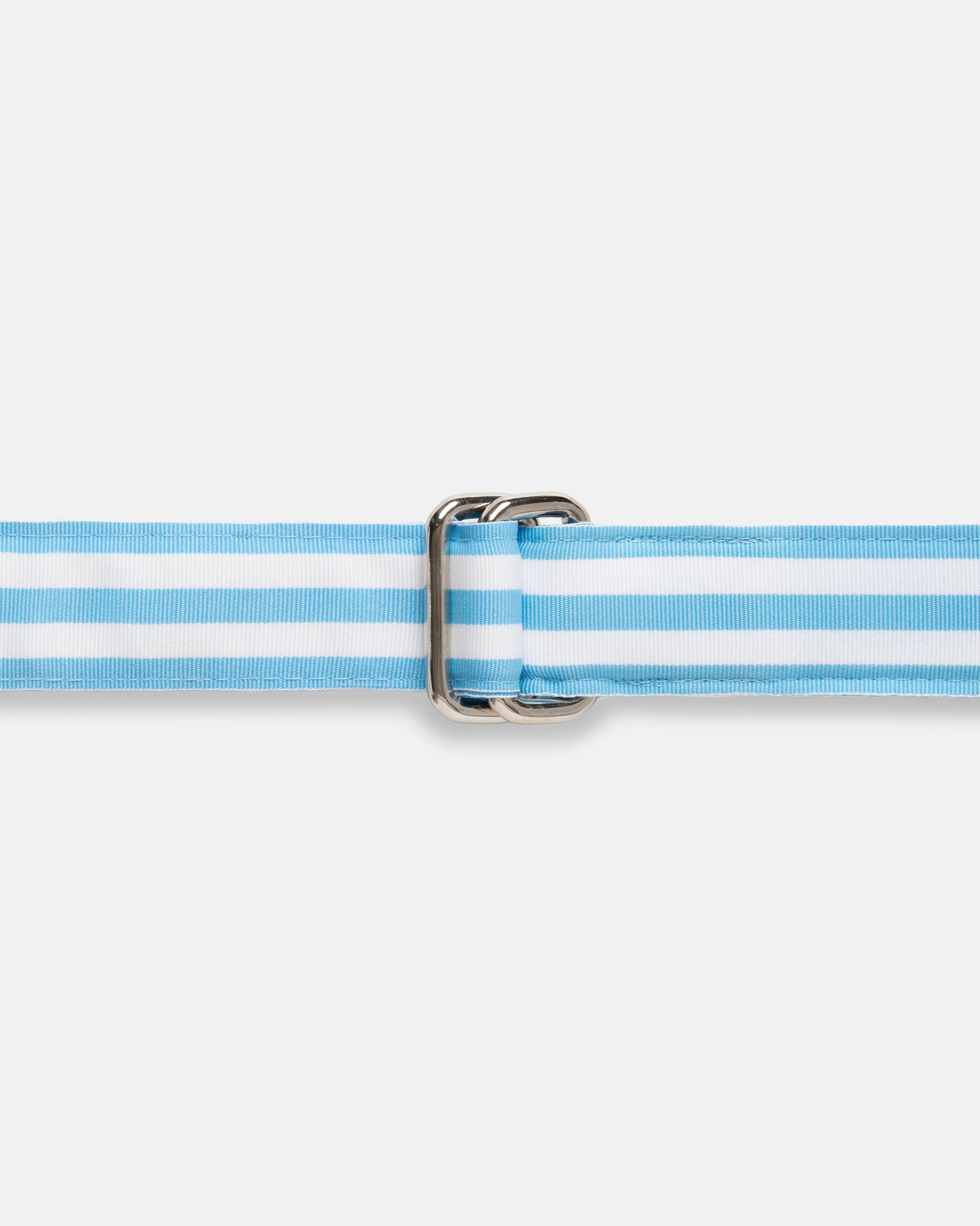 Made-in-USA Light Blue & White Striped Grosgrain Ribbon Belt