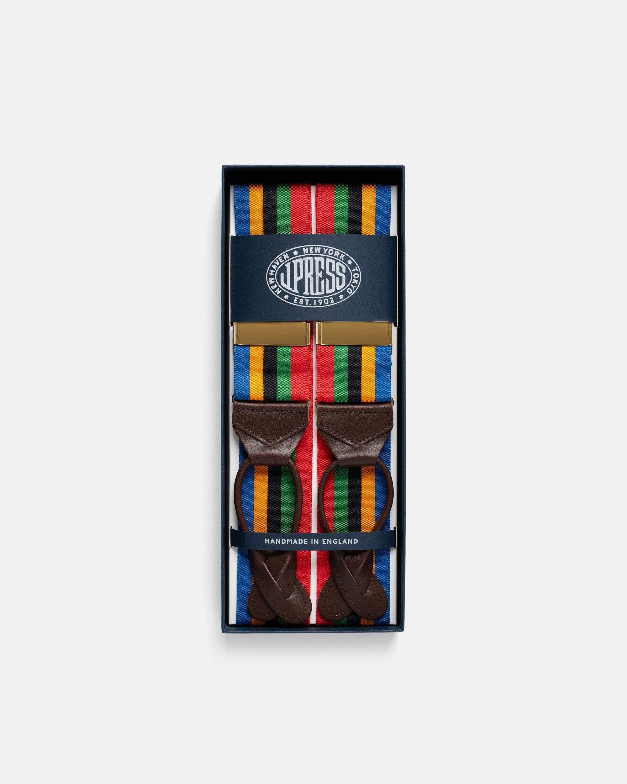 Made-in-England Multi-Colored Striped Barathea Braces