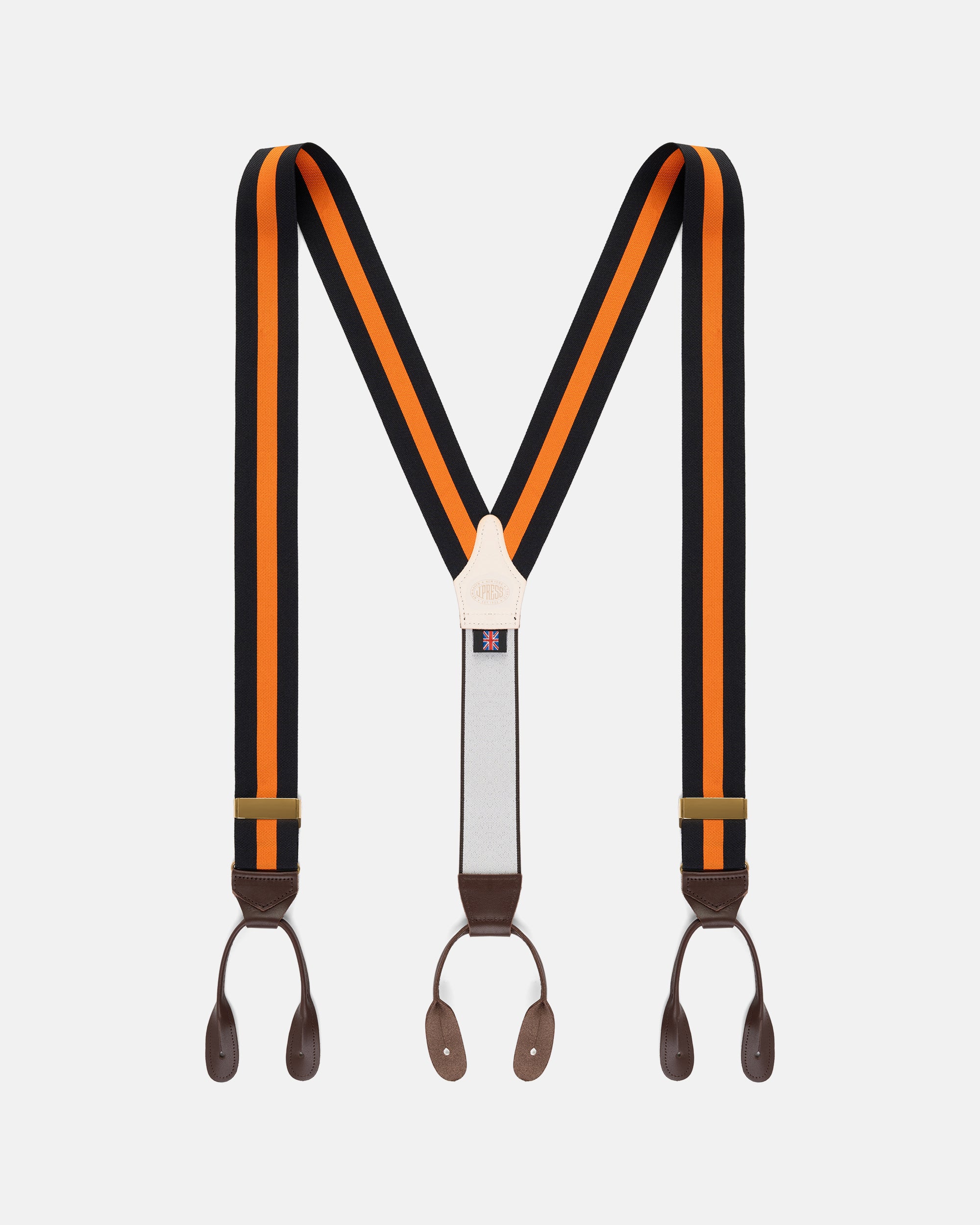 Made-in-England Black & Orange Striped Barathea Braces