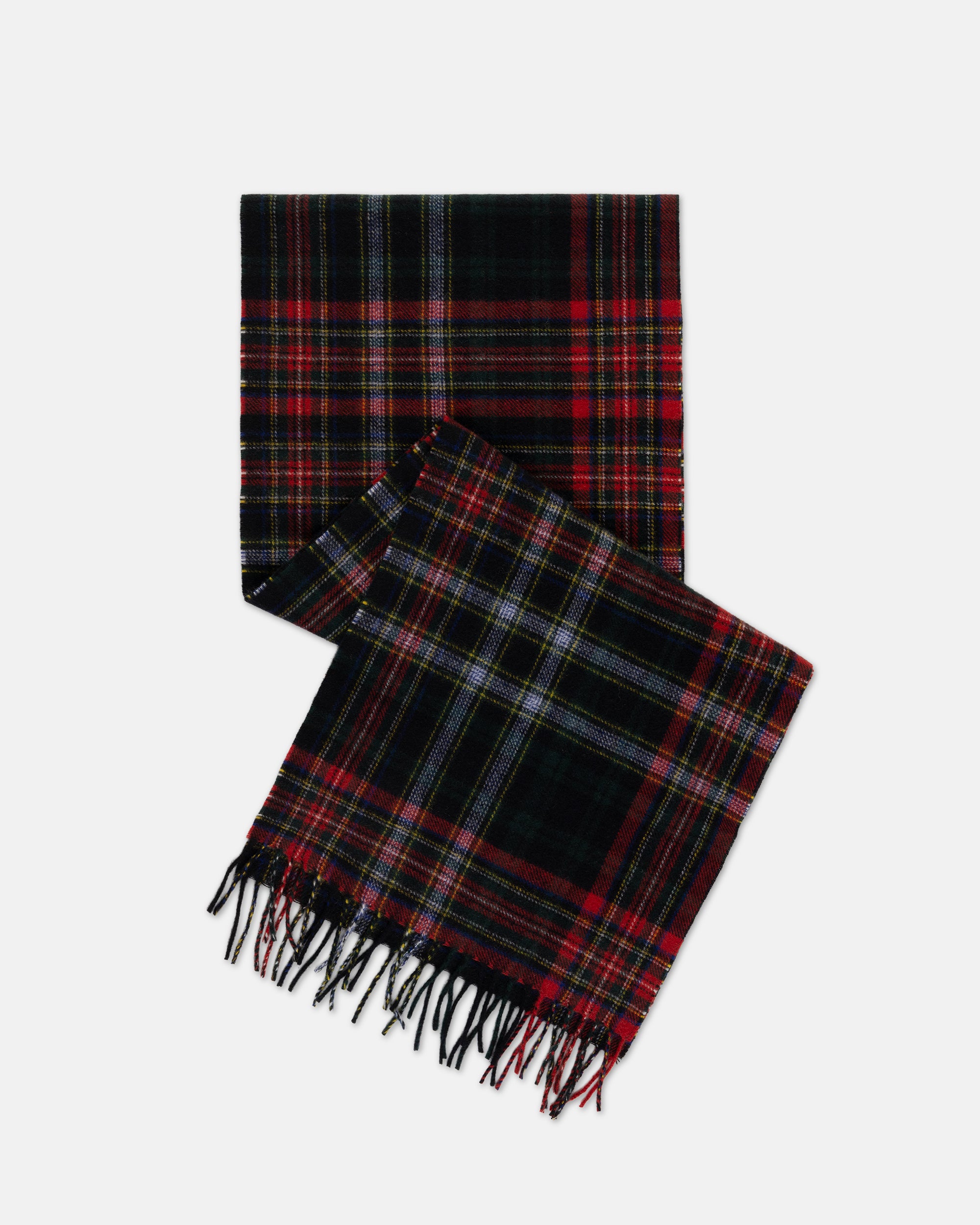 Made-in-England Black Stewart Tartan Cashmere Muffler