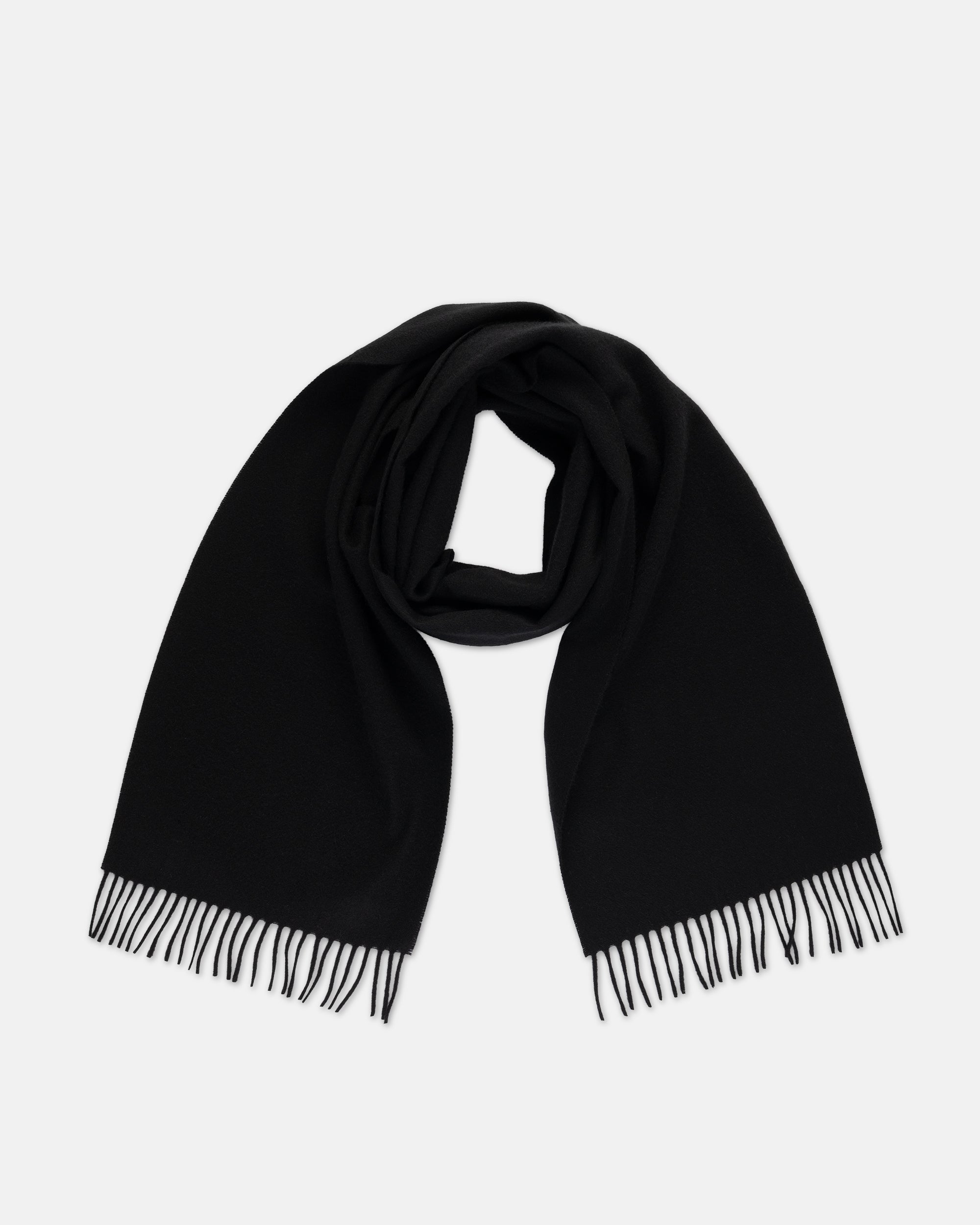 Made-in-England Solid Black Cashmere Muffler