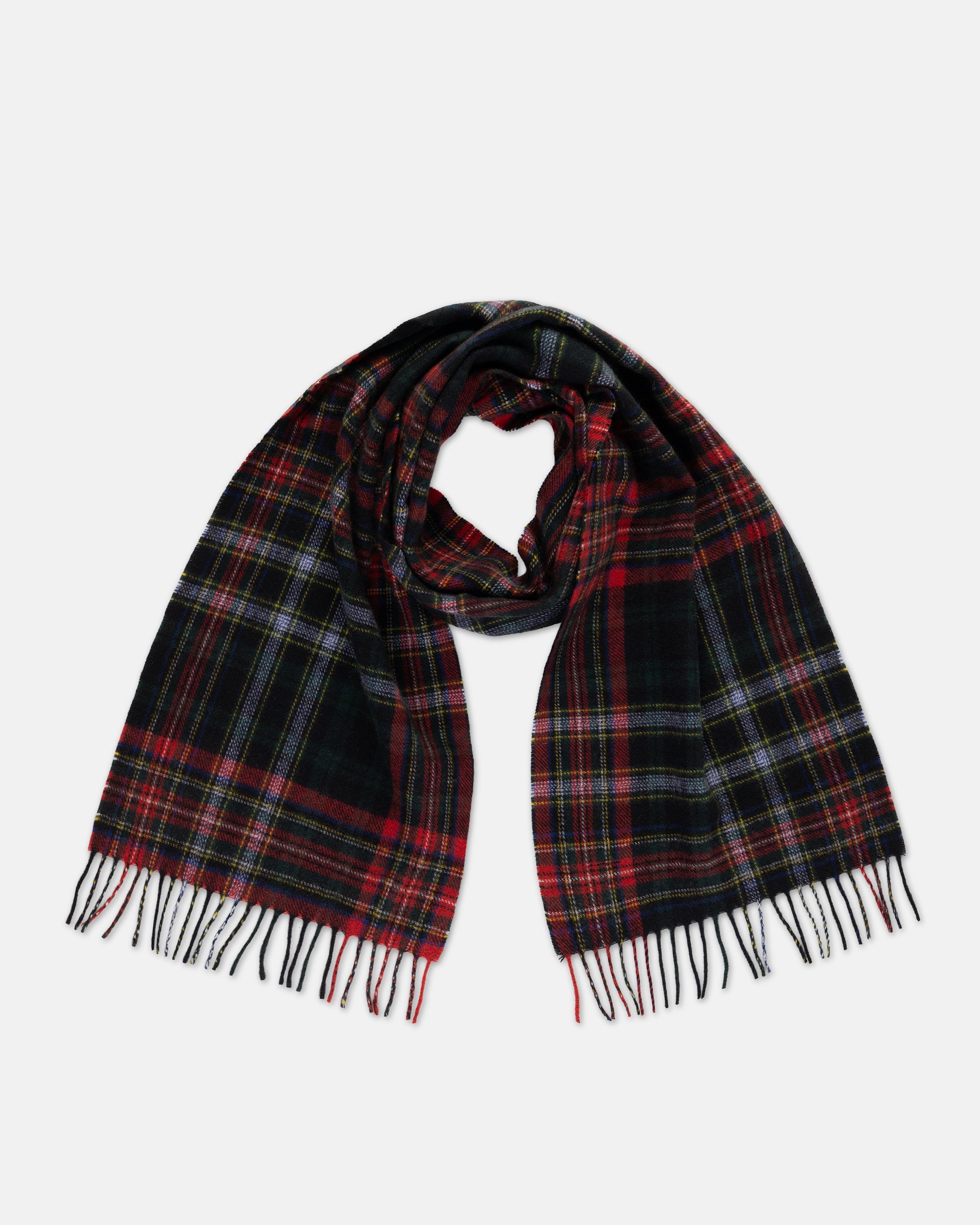 Made-in-England Black Stewart Tartan Cashmere Muffler
