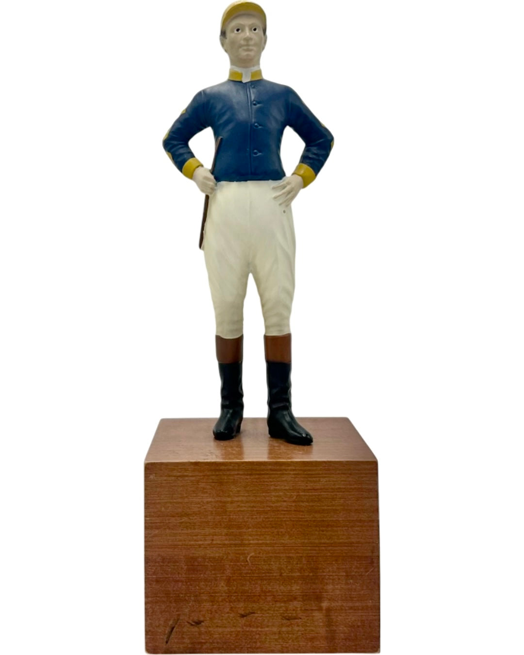 Vintage Equestrian Jockey Bookend Blue Yellow