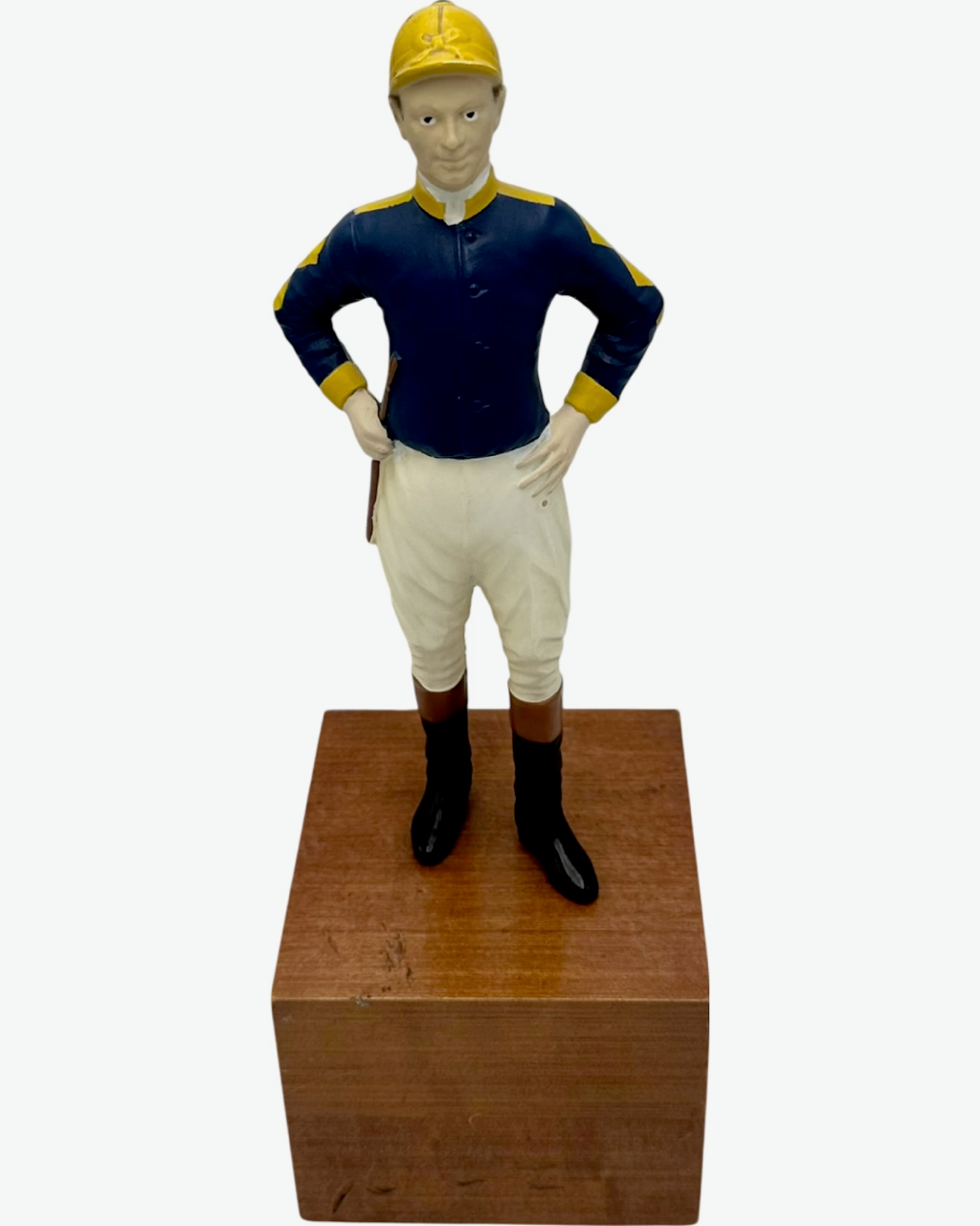 Vintage Equestrian Jockey Bookend Blue Yellow