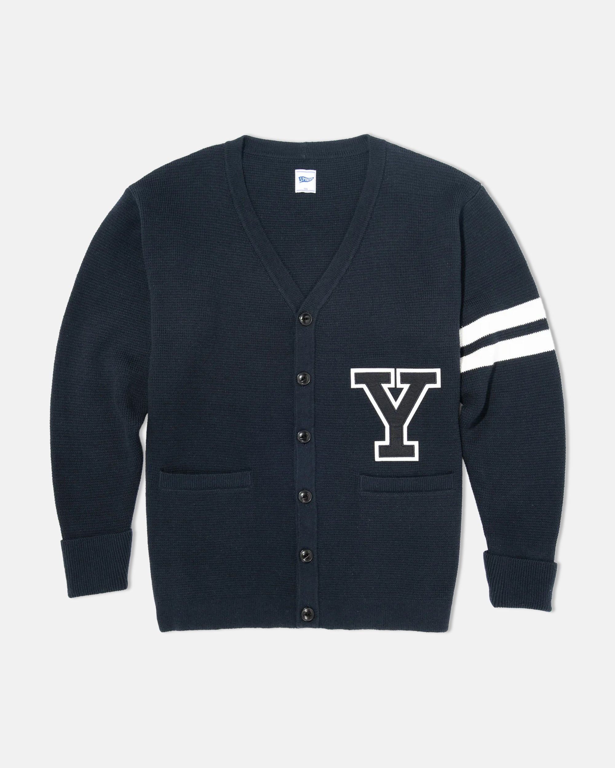 Yale Varsity-Style Cotton Cardigan - Trim Fit