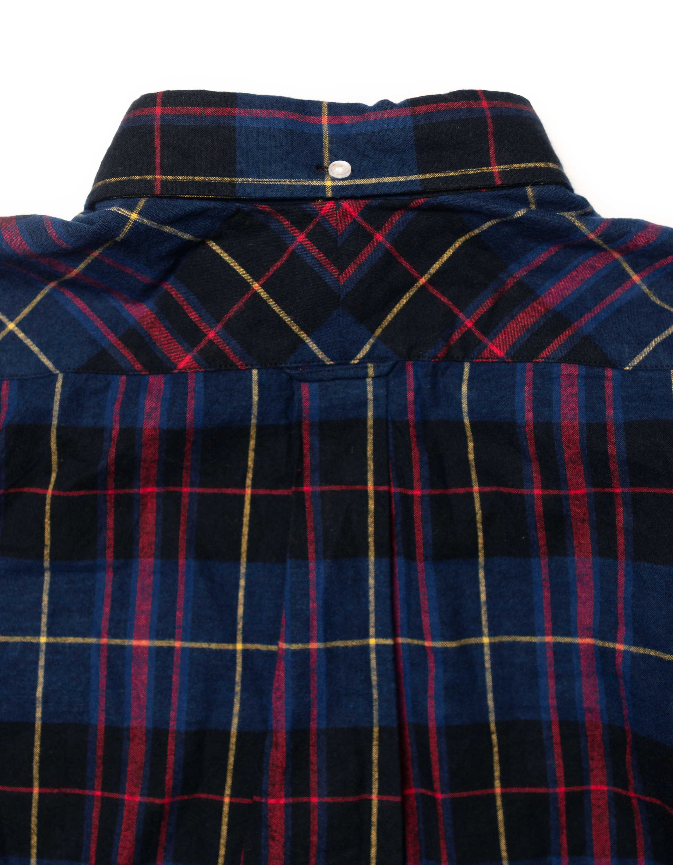 Navy Plaid Cotton Flannel Sport Shirt - Trim Fit