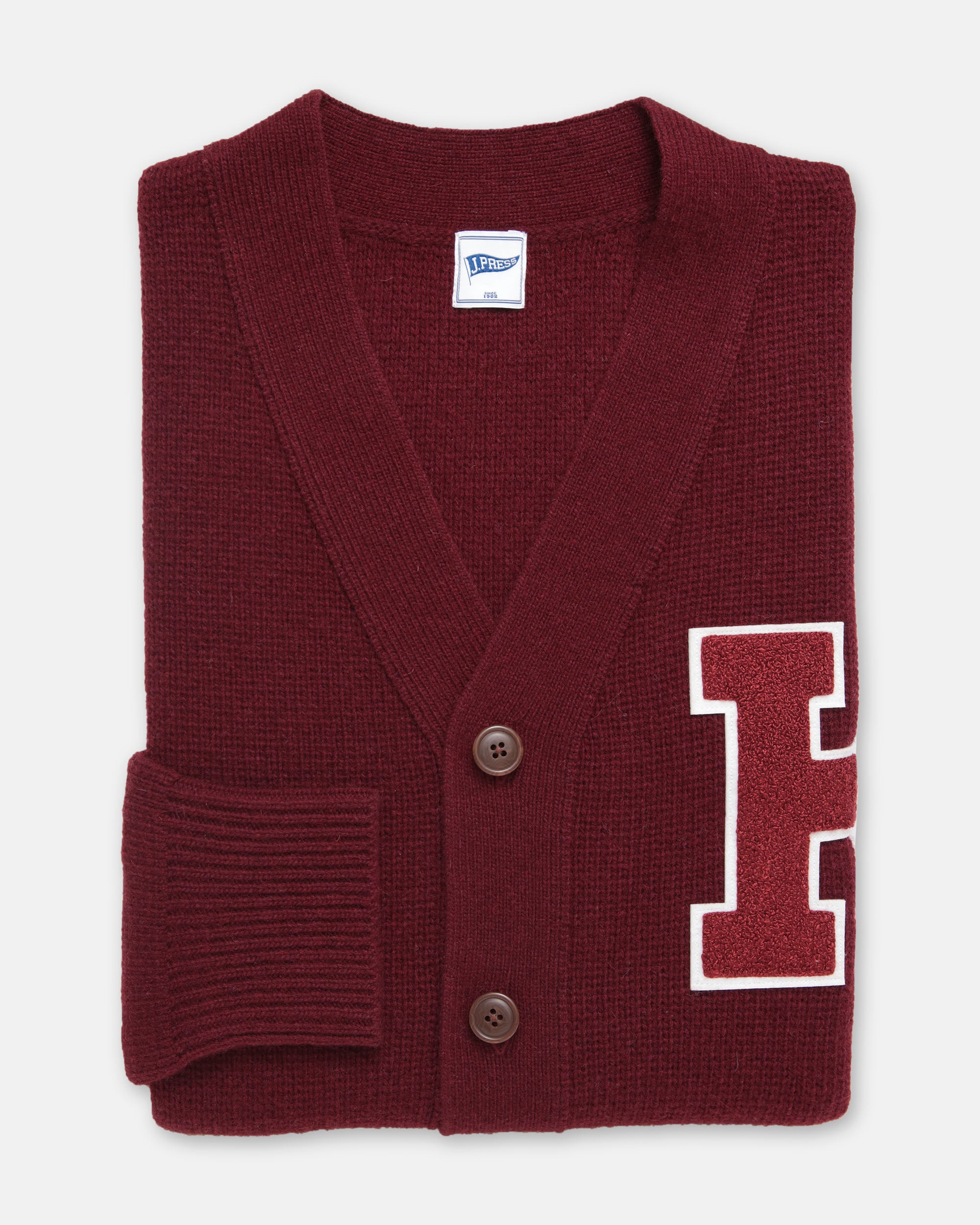 Harvard Varsity-Style Cotton Cardigan - Trim Fit