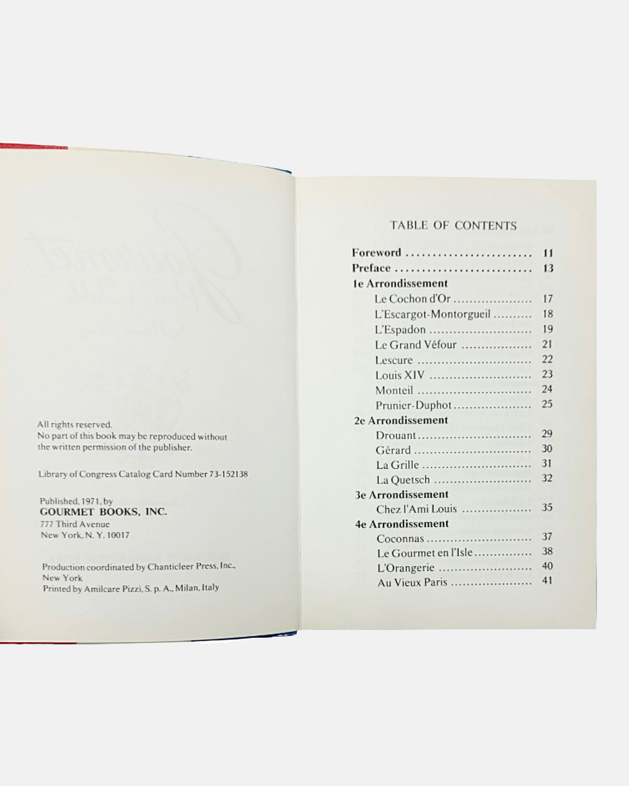 Gourmet Magazine's Paris a Table by Naomi Barry 1971 Book