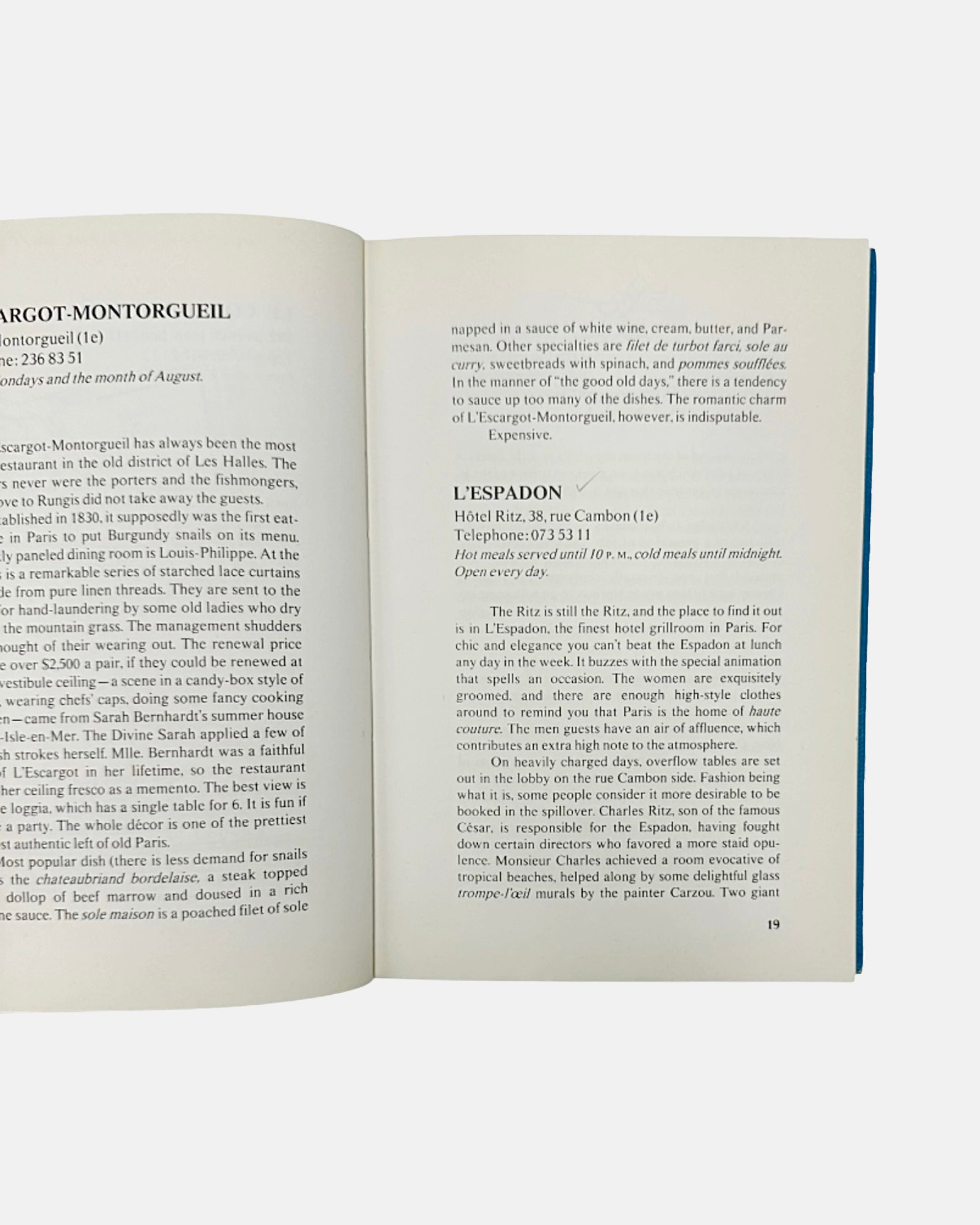 Gourmet Magazine's Paris a Table by Naomi Barry 1971 Book