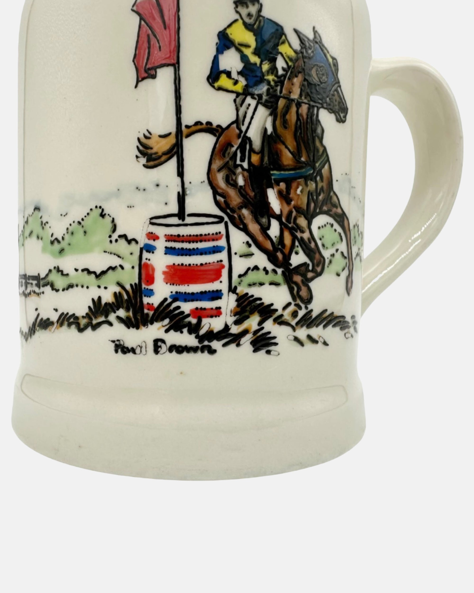 Vintage Equestrian Ceramic Mug by Paul Brown