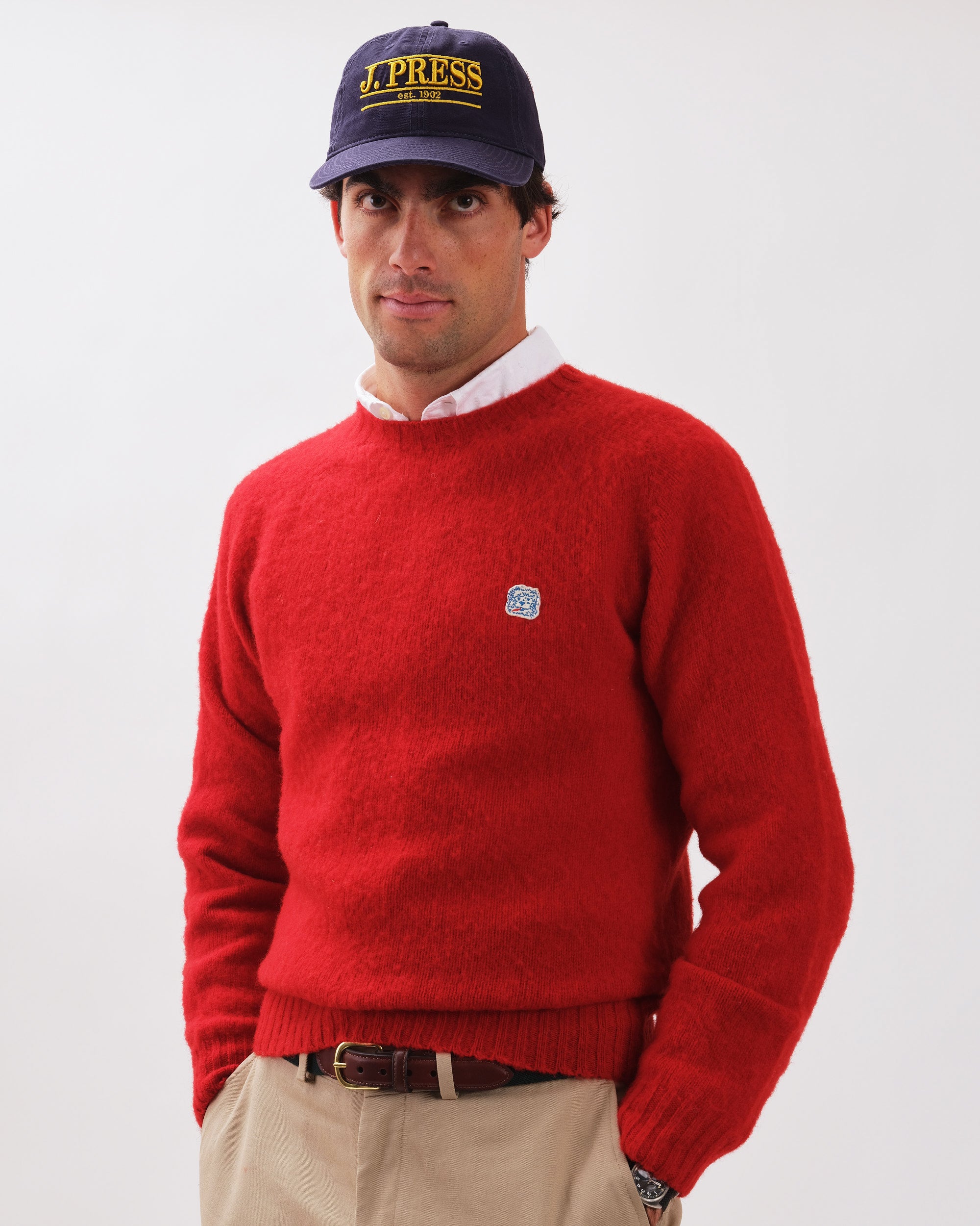 Made-in-Scotland Red Shaggy Dog Icon Sweater - Trim Fit