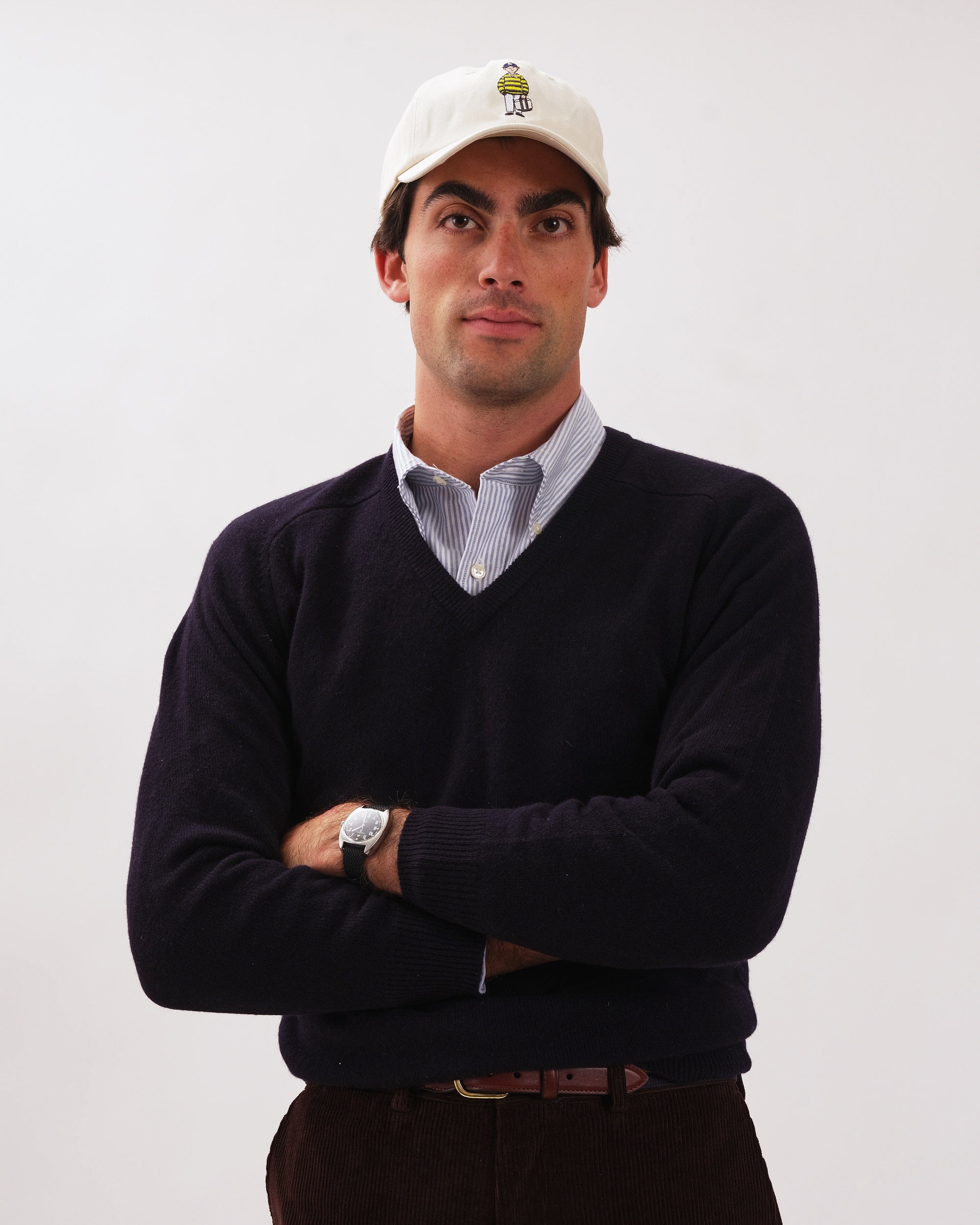 Navy Lambswool V-neck Sweater