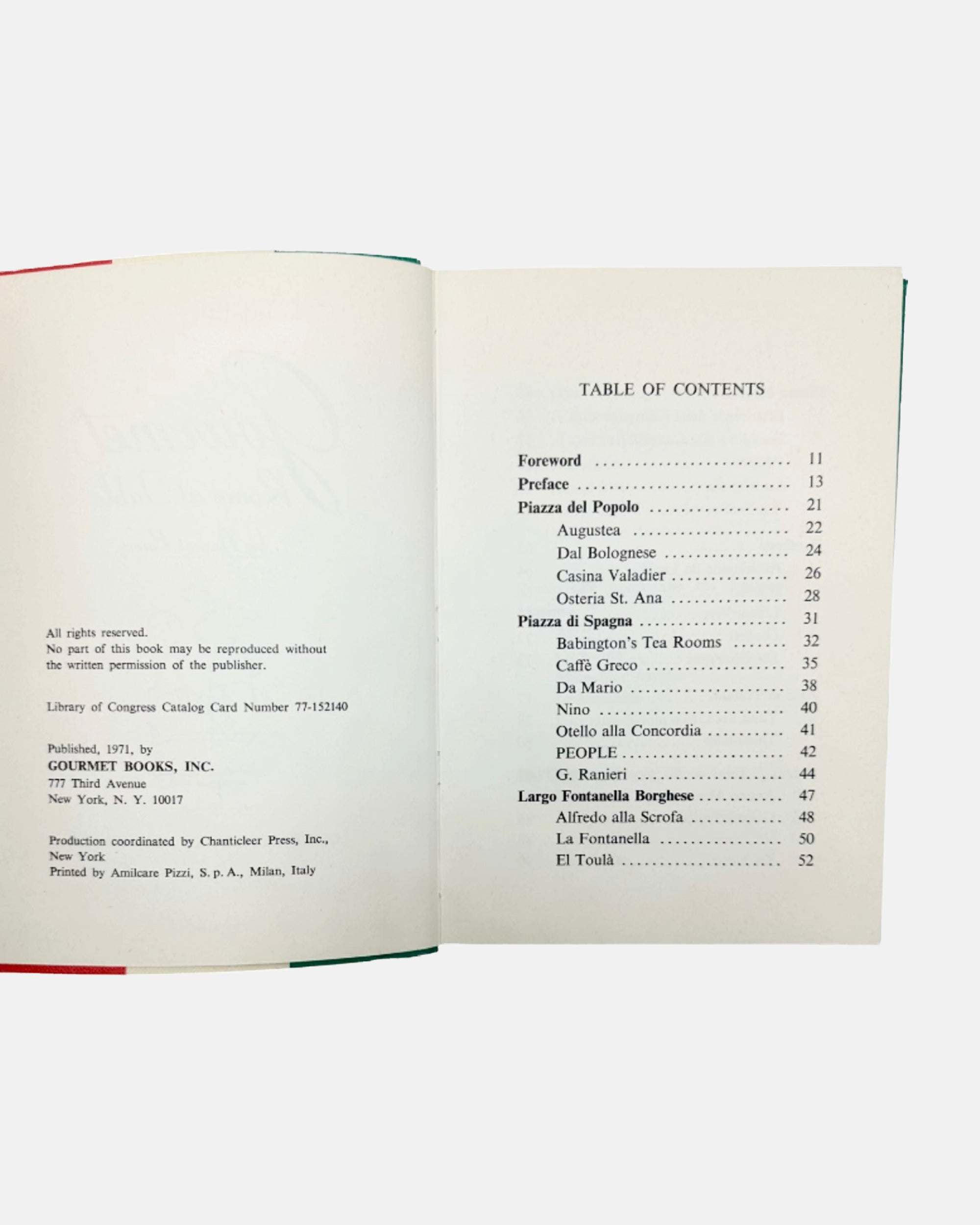 Gourmet Magazine's Rome at Table by Naomi Barry 1971 Book