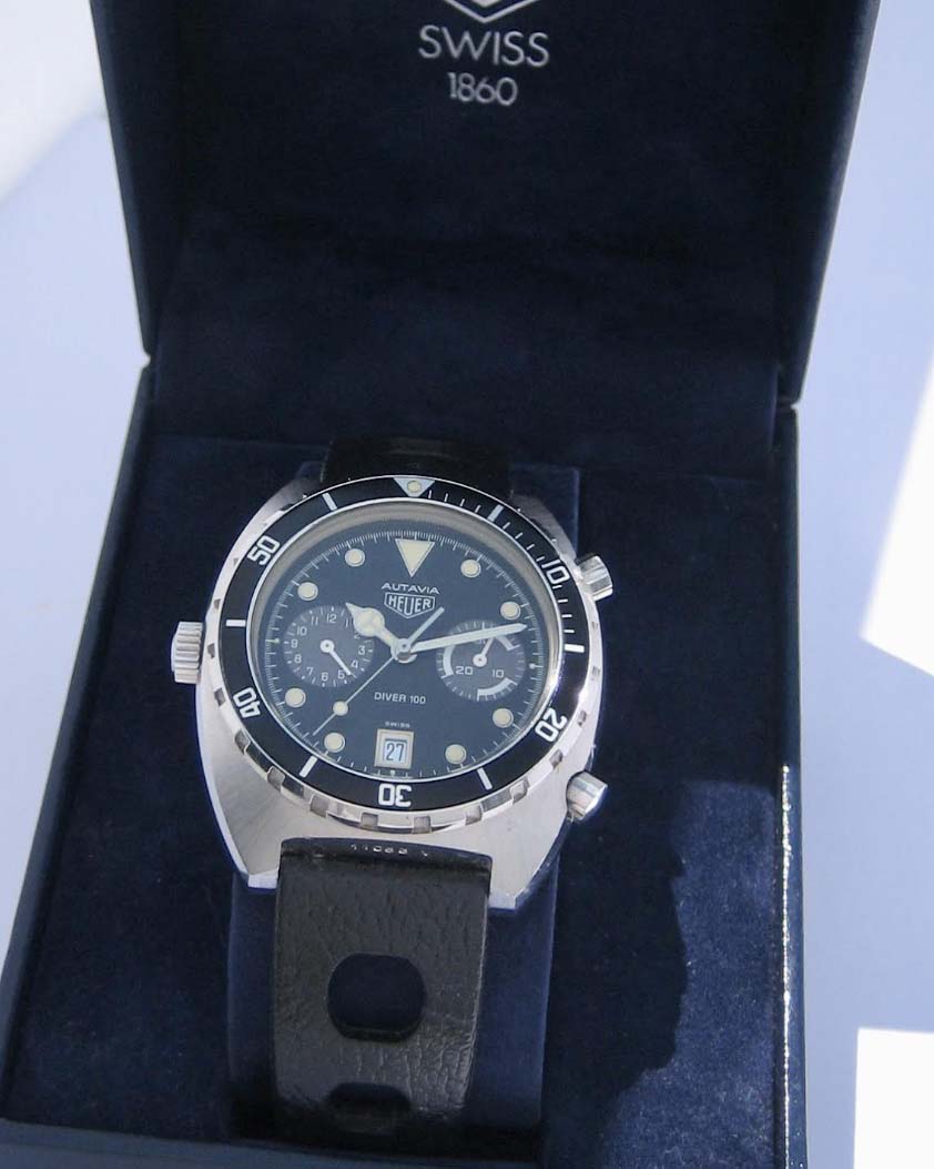 Heuer Autavia 11063P Diver 100 Unpolished w/ Box