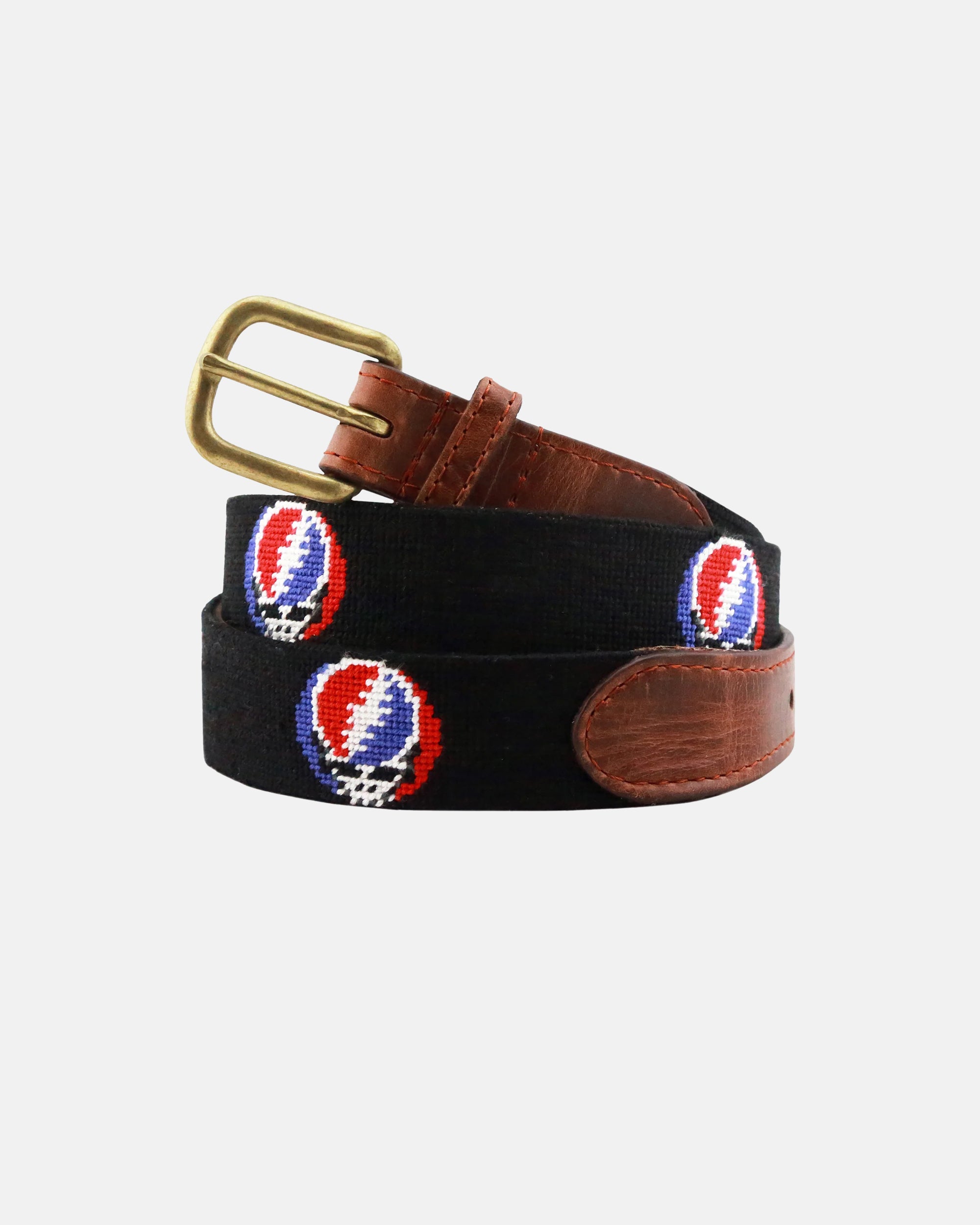 Steal Your Face Black Needlepoint Belt
