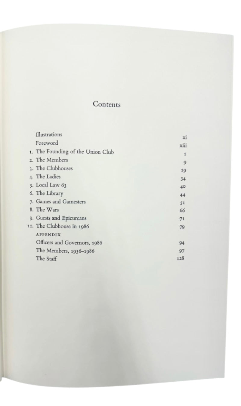 The Union Club of The City of New York 1836-1986 Book