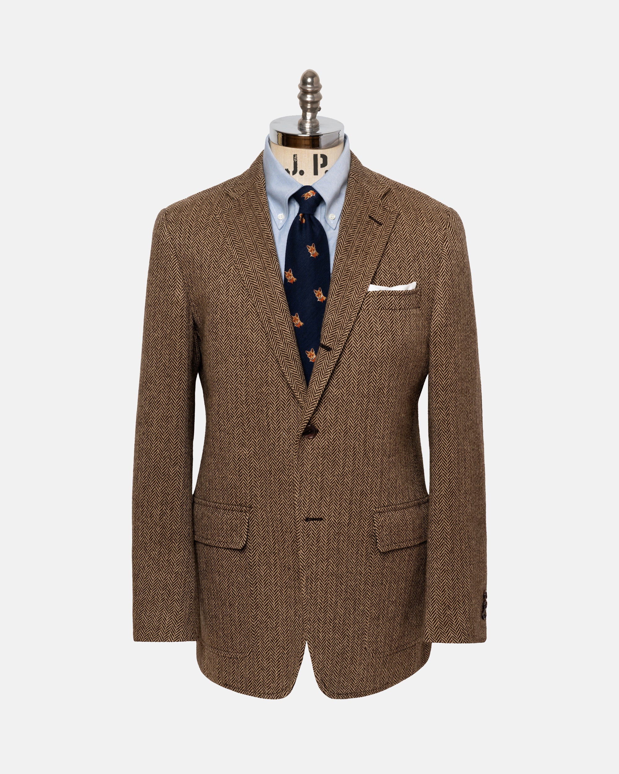 Made-in-USA Brown & Tan Herringbone Lambswool Sport Coat - Custom Make