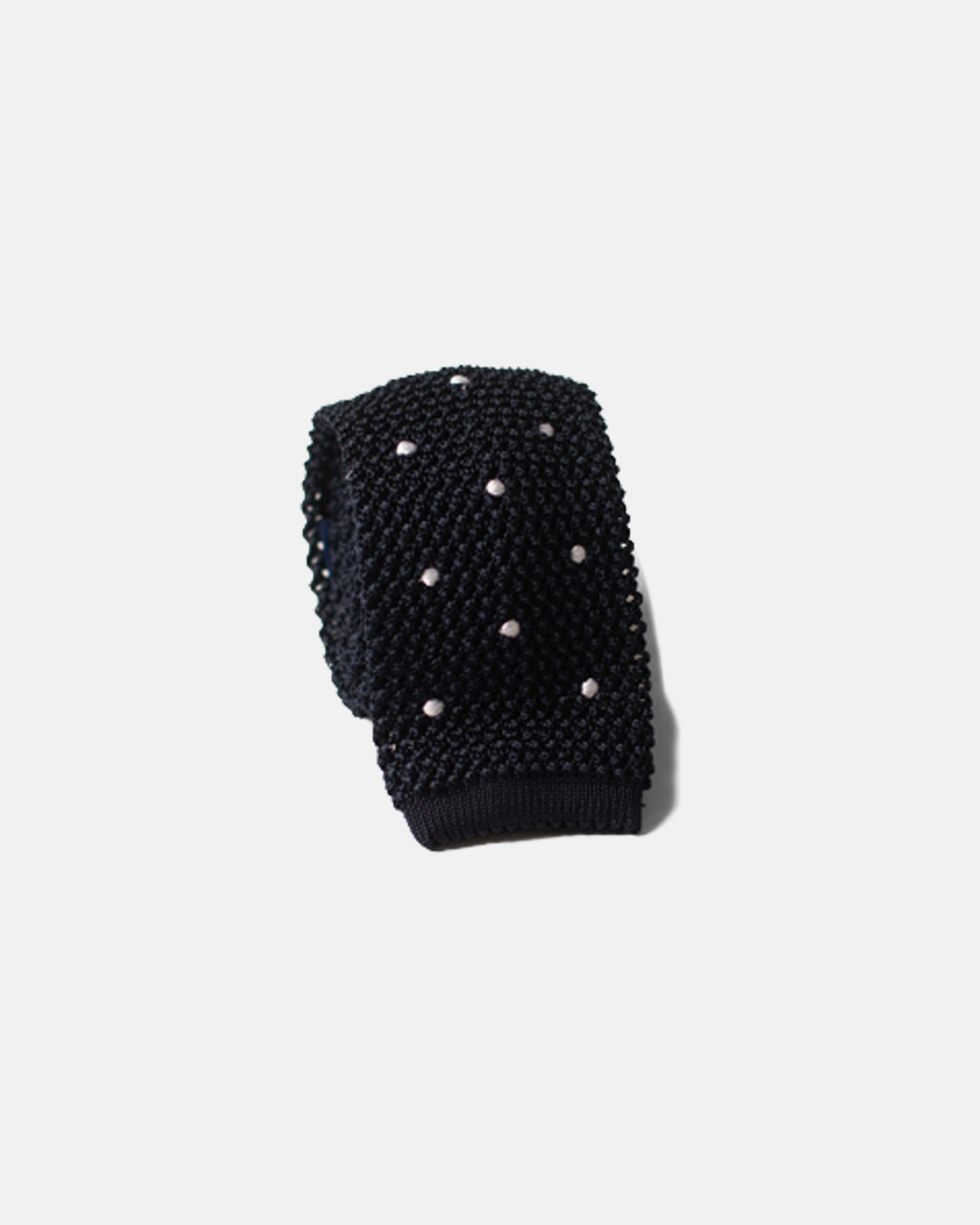 Made-in-Italy Navy & White Dot Silk Knit Tie