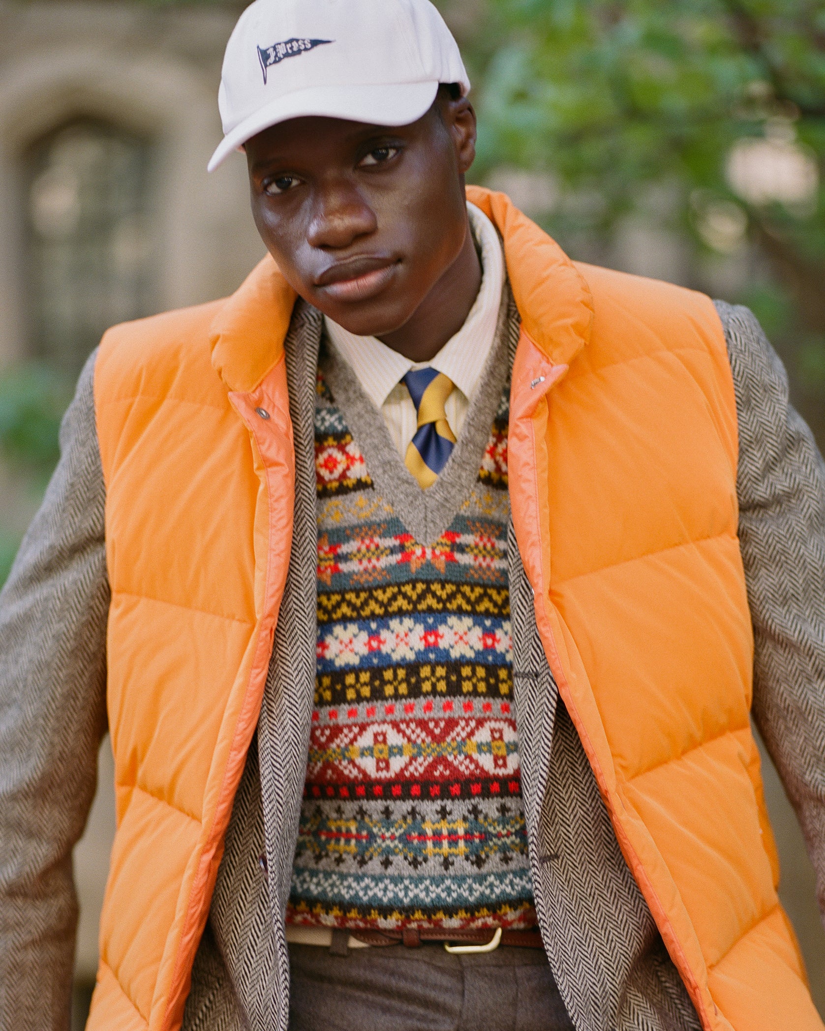 Orange Down Puffer Vest - Trim Fit