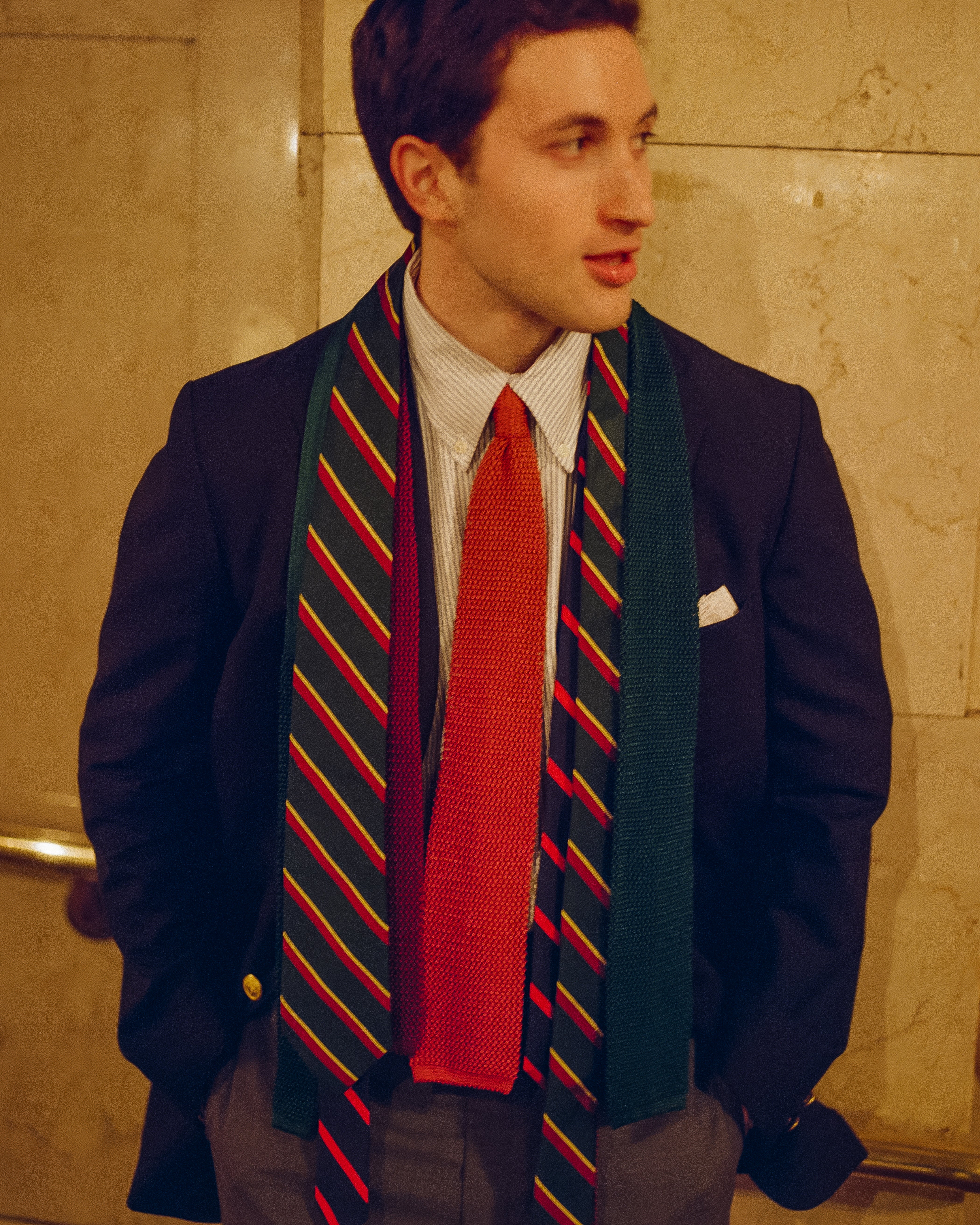 Made-in-Japan Green Regimental Silk Tie