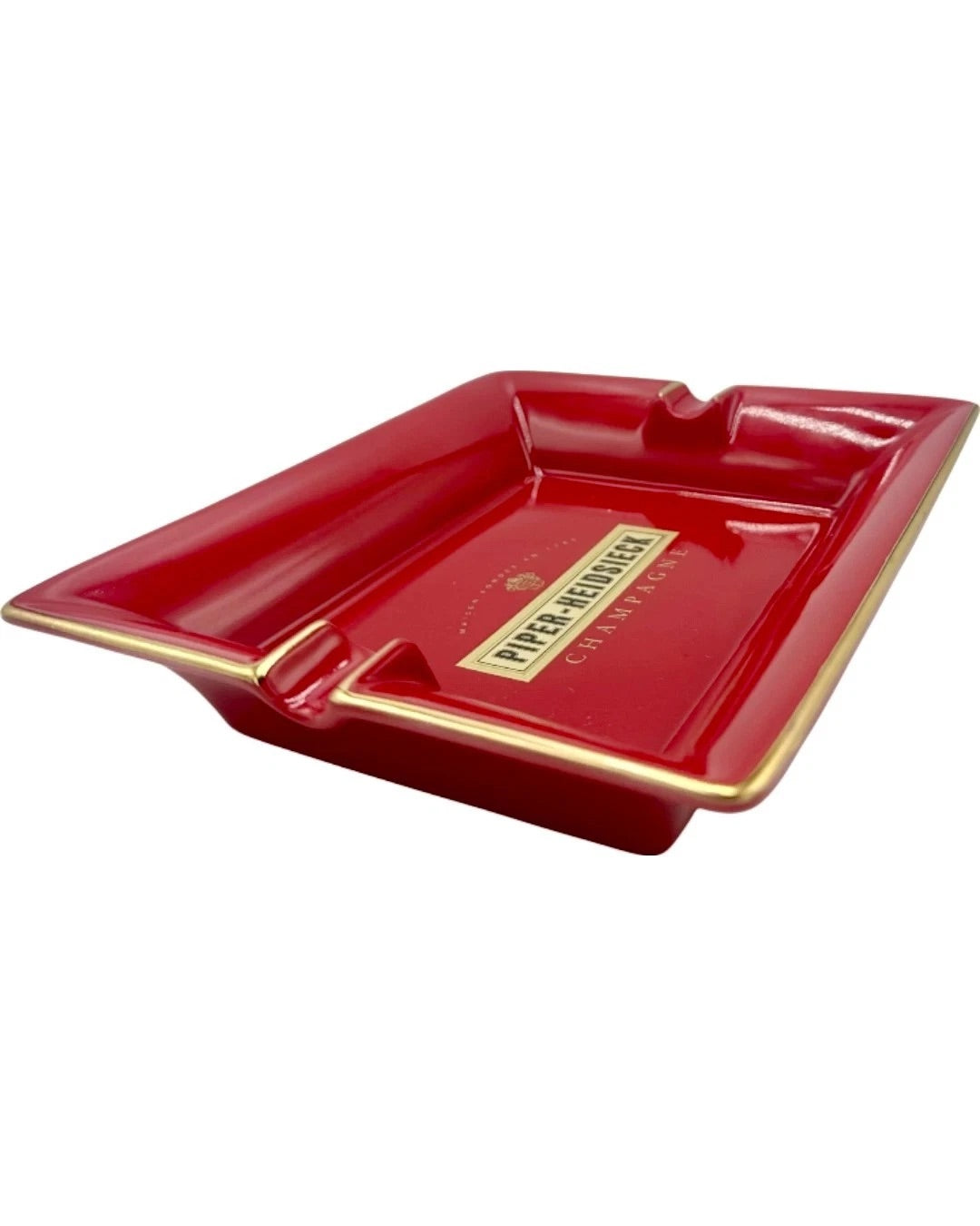 Vintage Piper-Heidsieck Champagne Red Porcelain Ashtray Catchall Dish