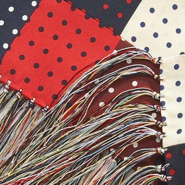 Made-in-USA Patchwork Polka Dot Silk Scarf