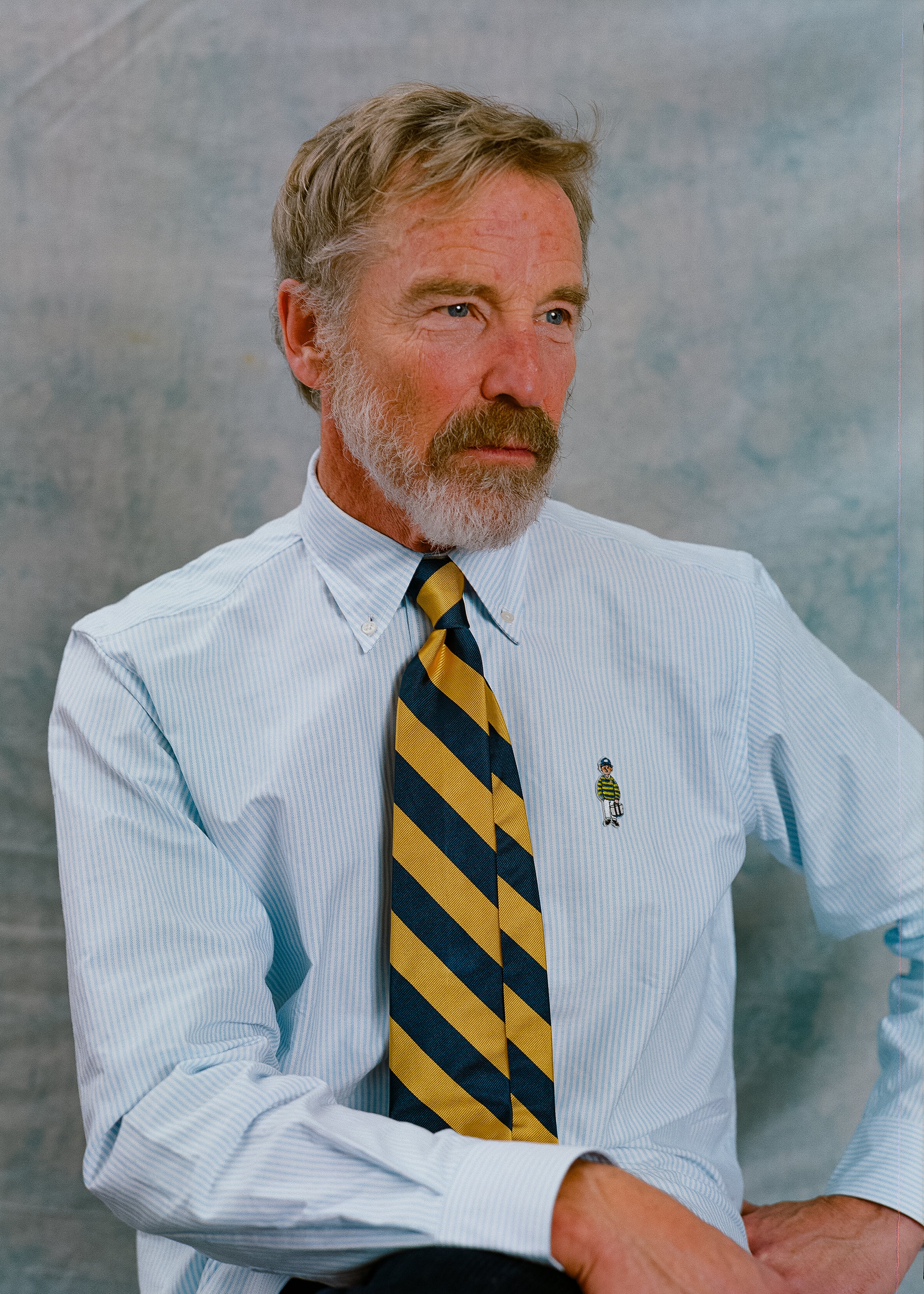 Made-in-USA Navy & Yellow Guard Stripe Silk Repp Tie