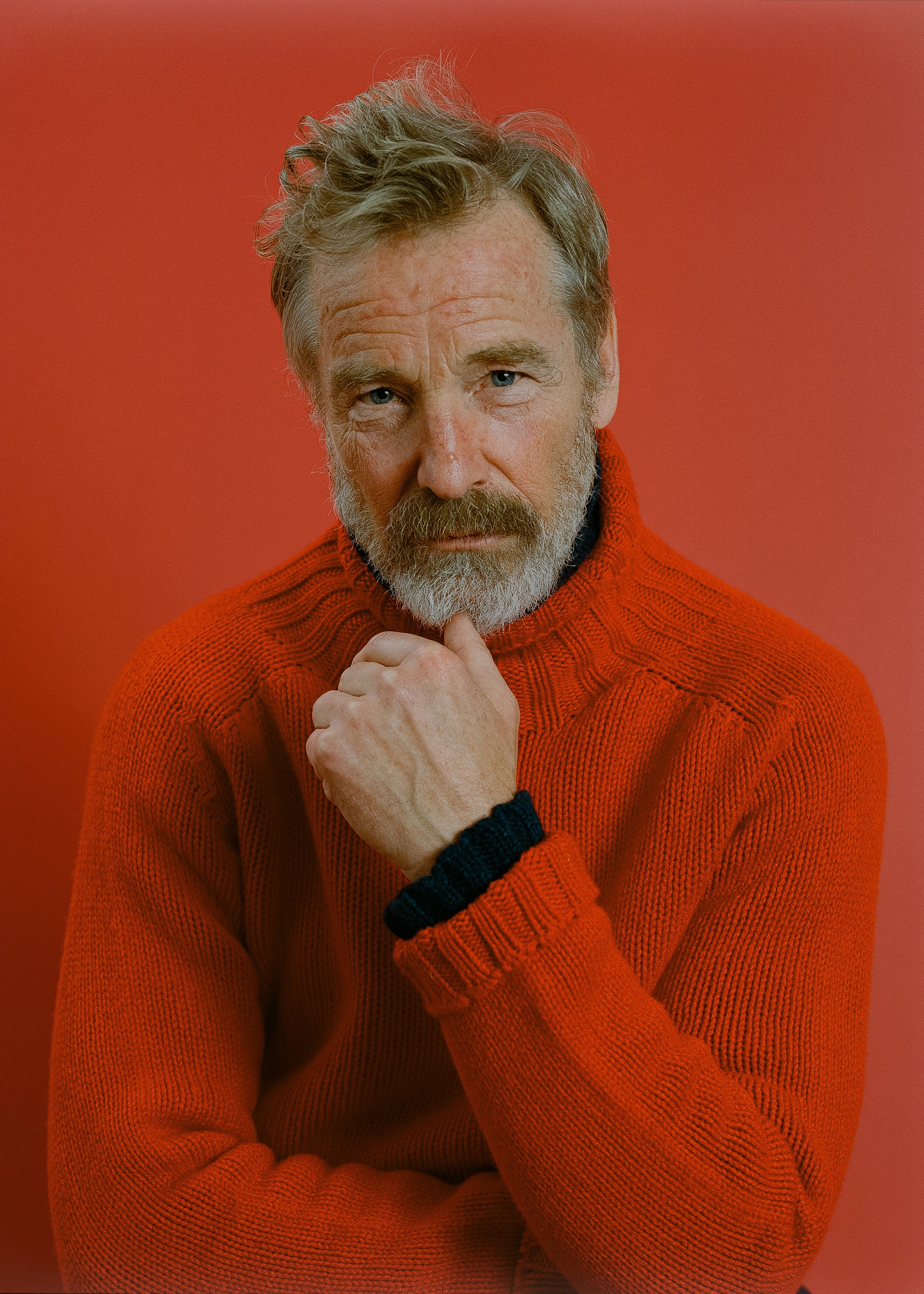 Made-in-Scotland Red Lambswool Turtleneck Sweater