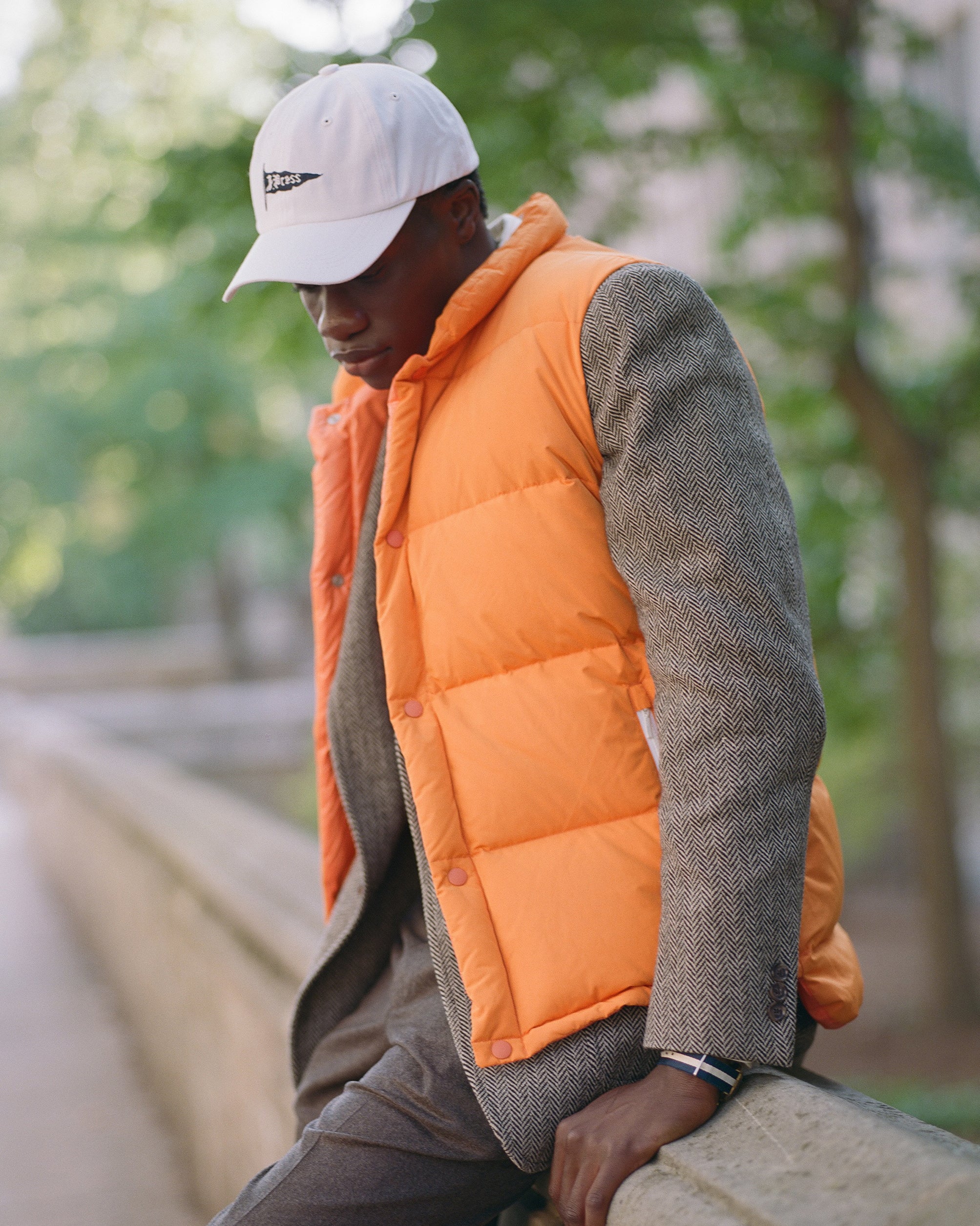 Orange Down Puffer Vest - Trim Fit