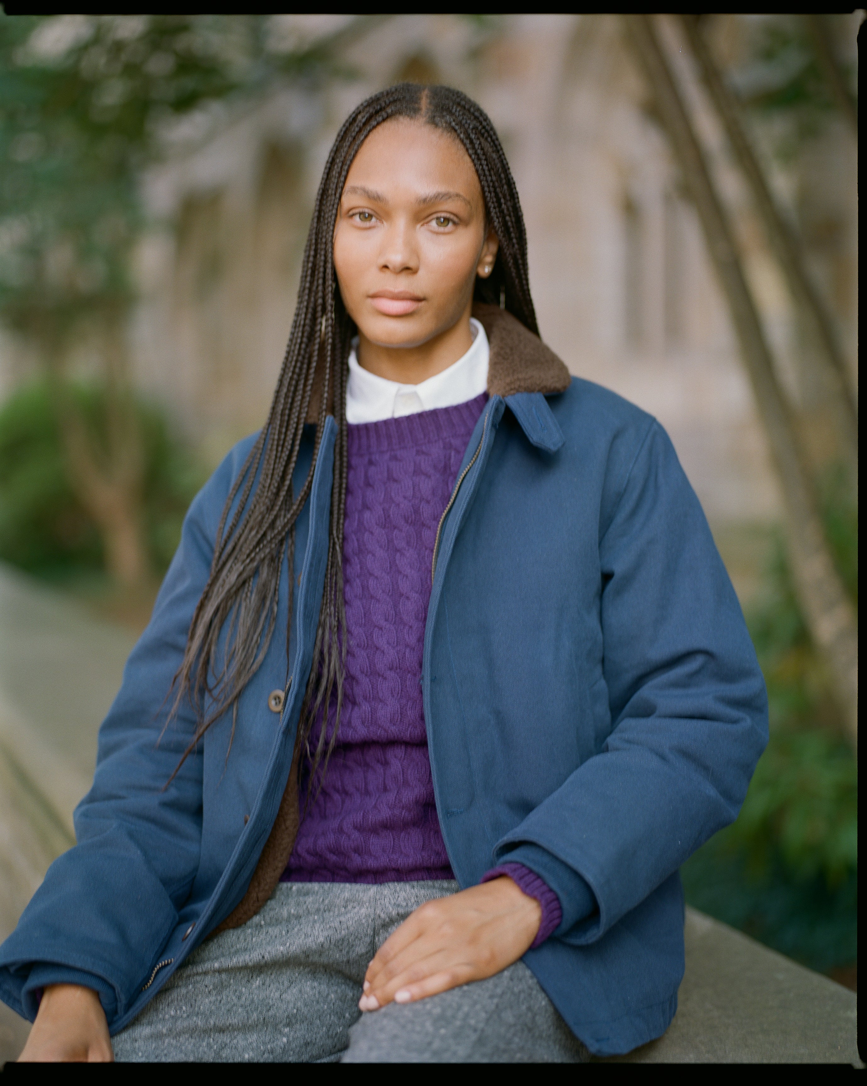 Made-in-Scotland Purple Cable Knit Cashmere Sweater