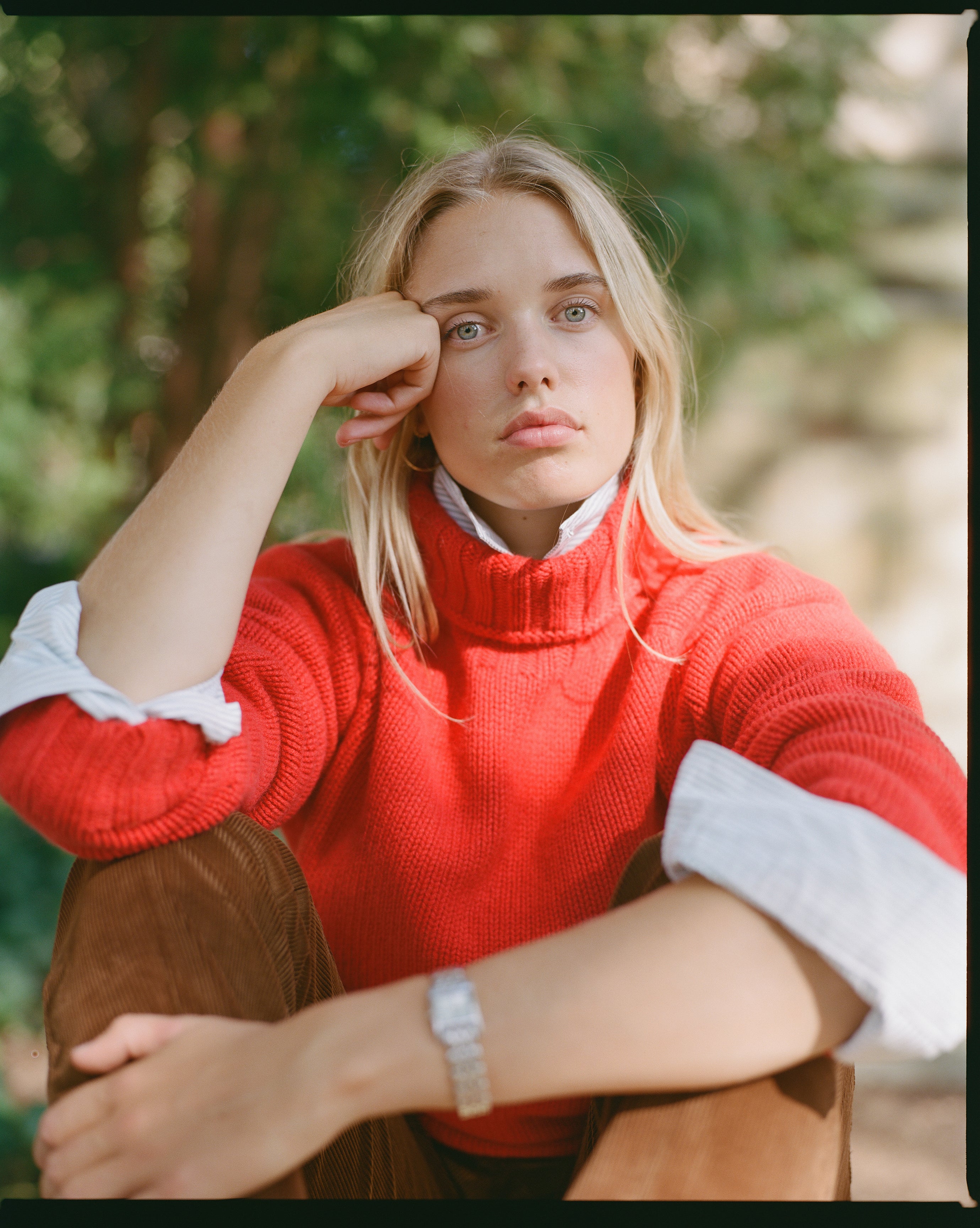 Made-in-Scotland Red Lambswool Turtleneck Sweater