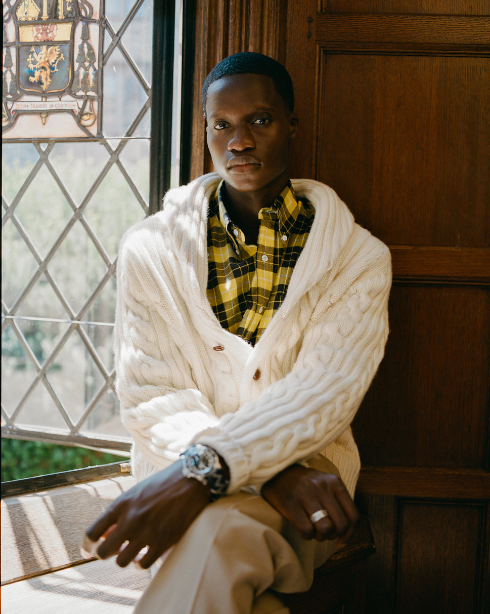 Natural Lambswool Cable Cardigan | Men's Sweaters - J. Press