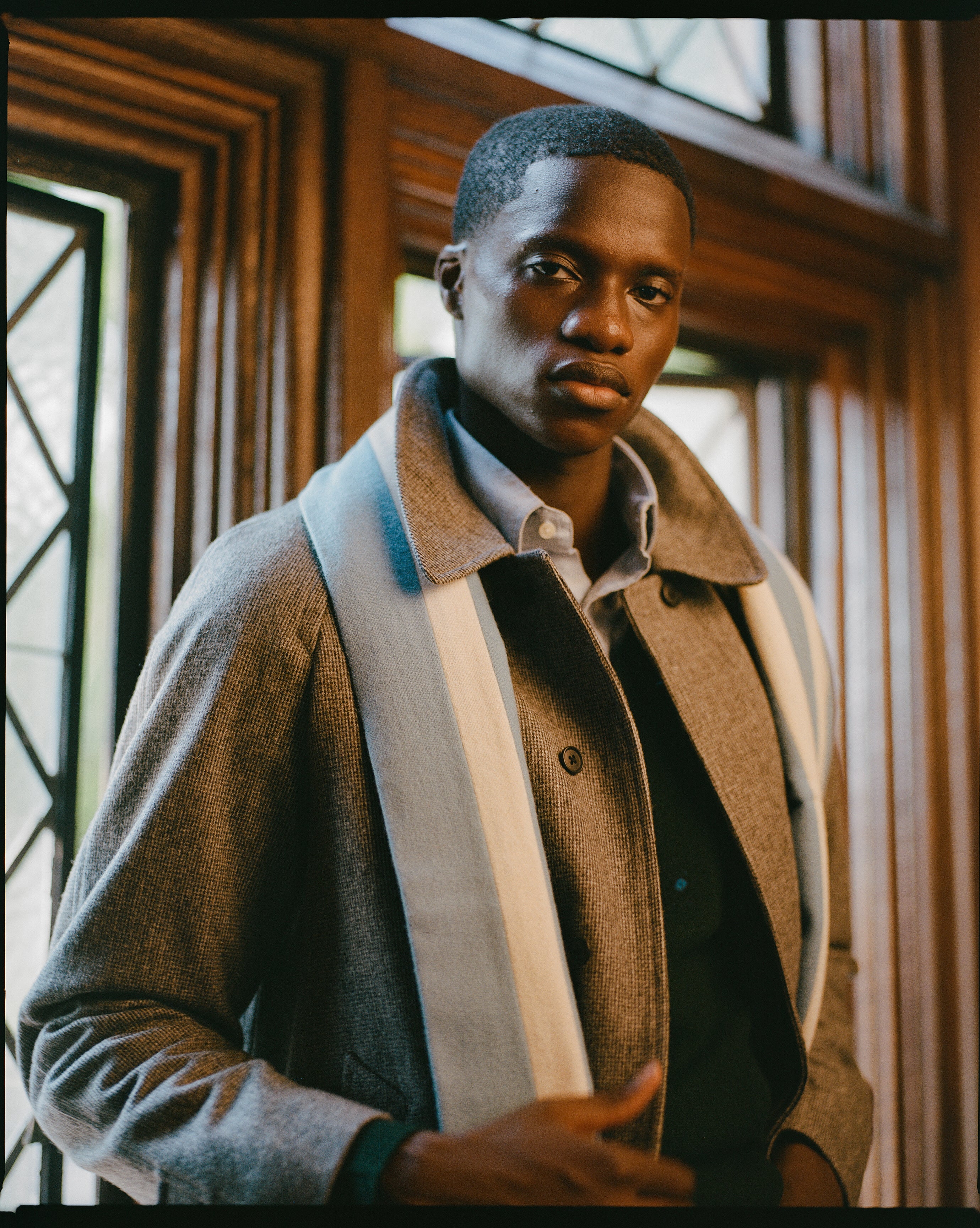 Made-in-England Light Blue & White Wool Schoolboy Muffler