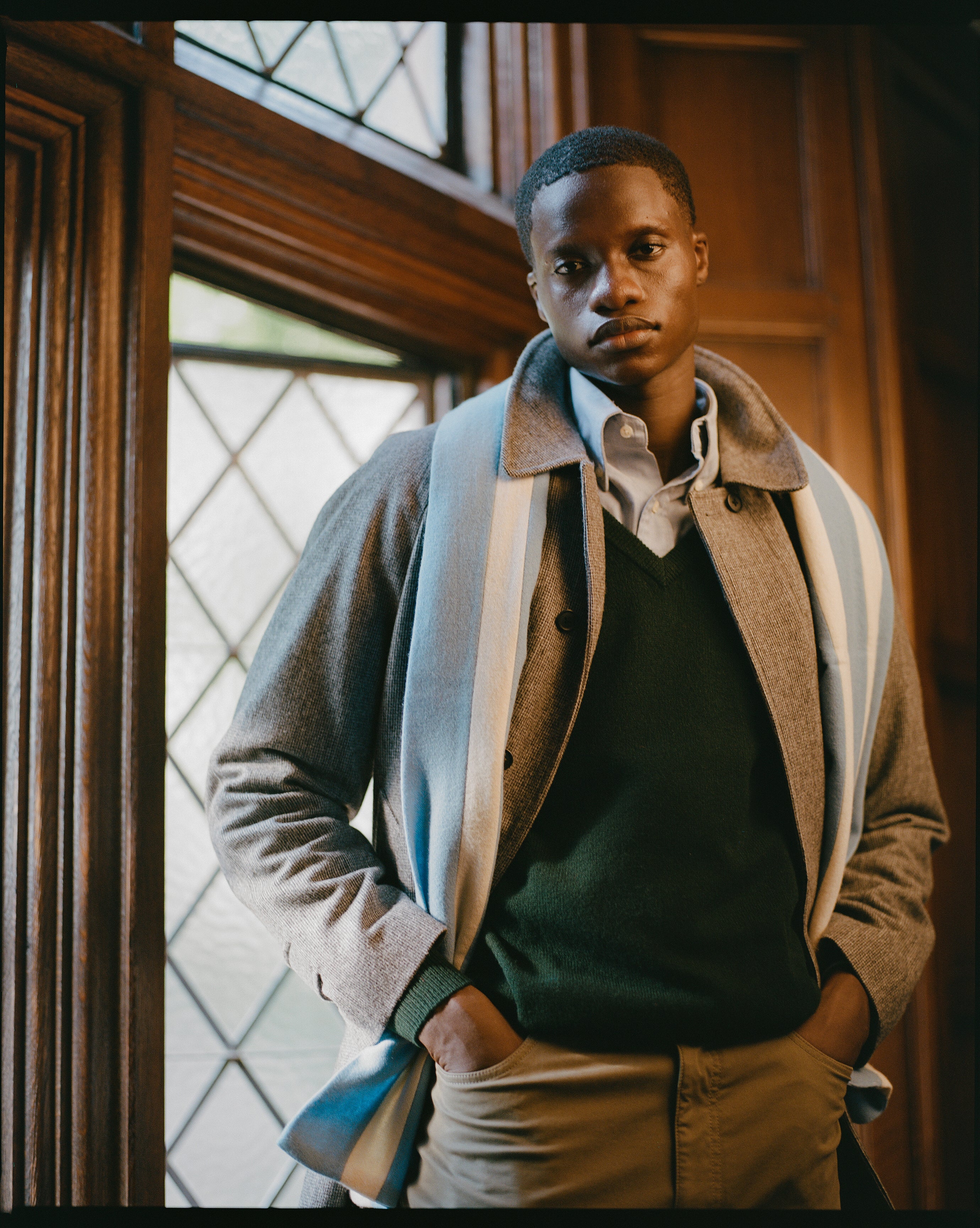 Tartan Green Lambswool V-neck Sweater