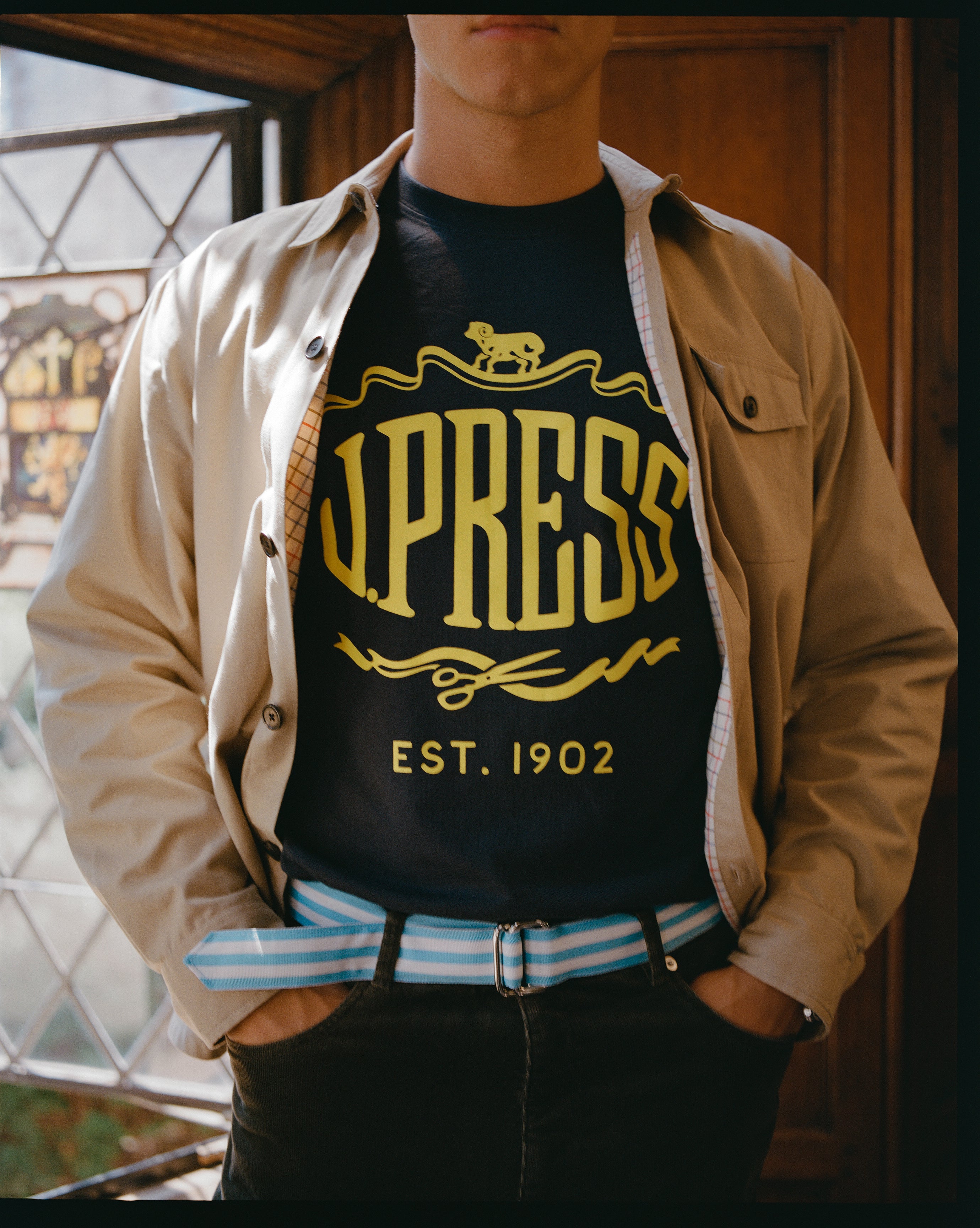 Navy J. Press "Sheep & Shears" Logo T-Shirt
