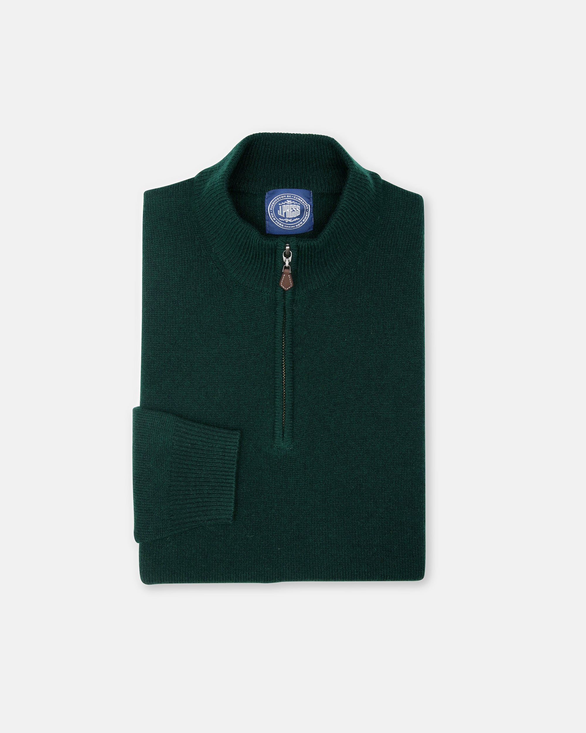 Bottle Green Lambswool Quarter Zip-up Sweater