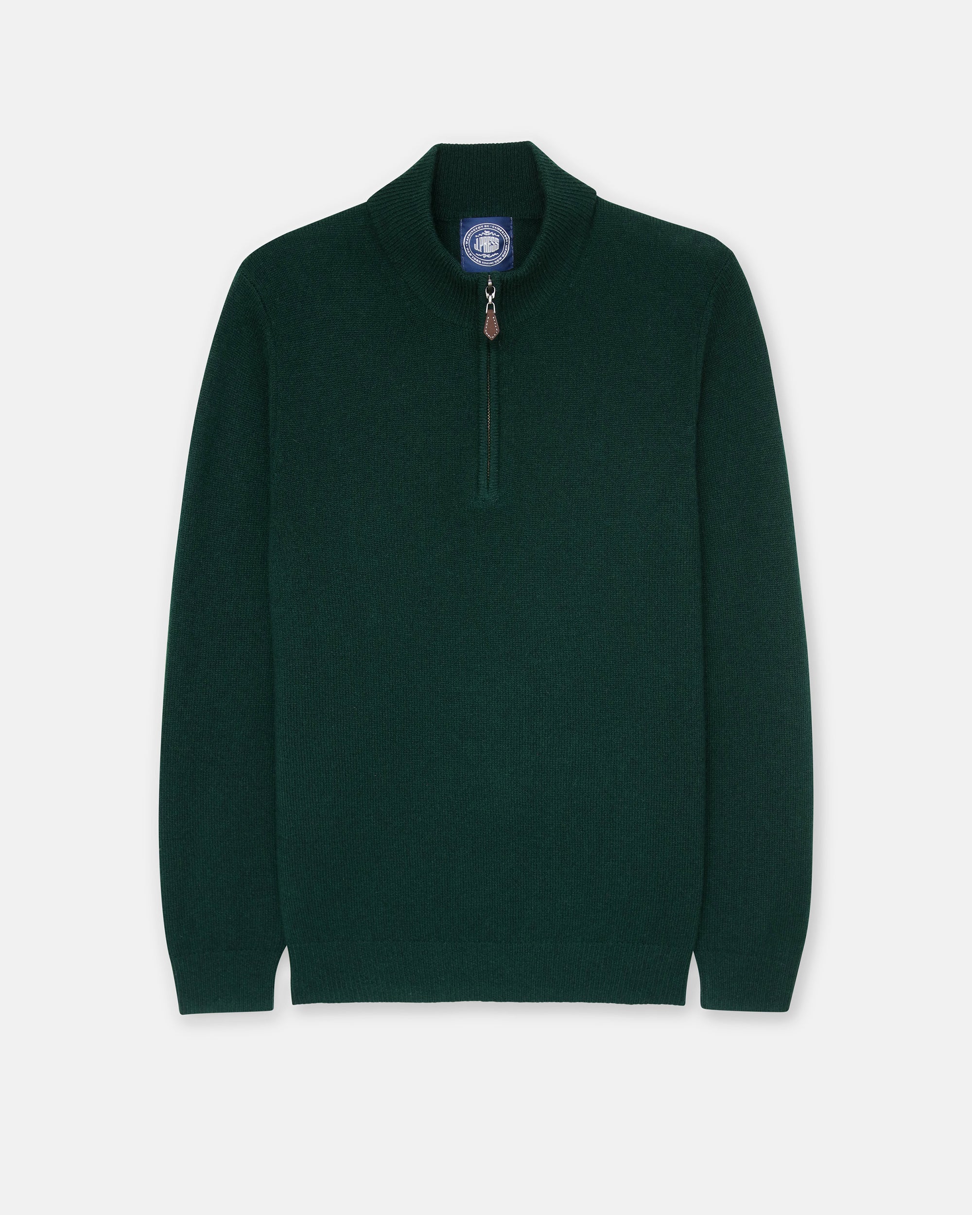 Bottle Green Lambswool Quarter Zip-up Sweater